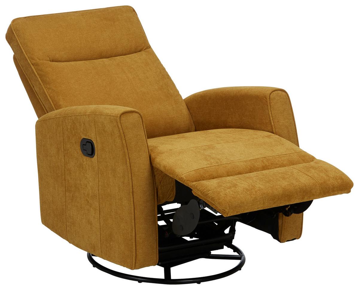 Polohovatelné relaxační křeslo Melinda, žluté - curry žlutá/černá, Moderní, kov/textil (76/103/93cm) - Mömax