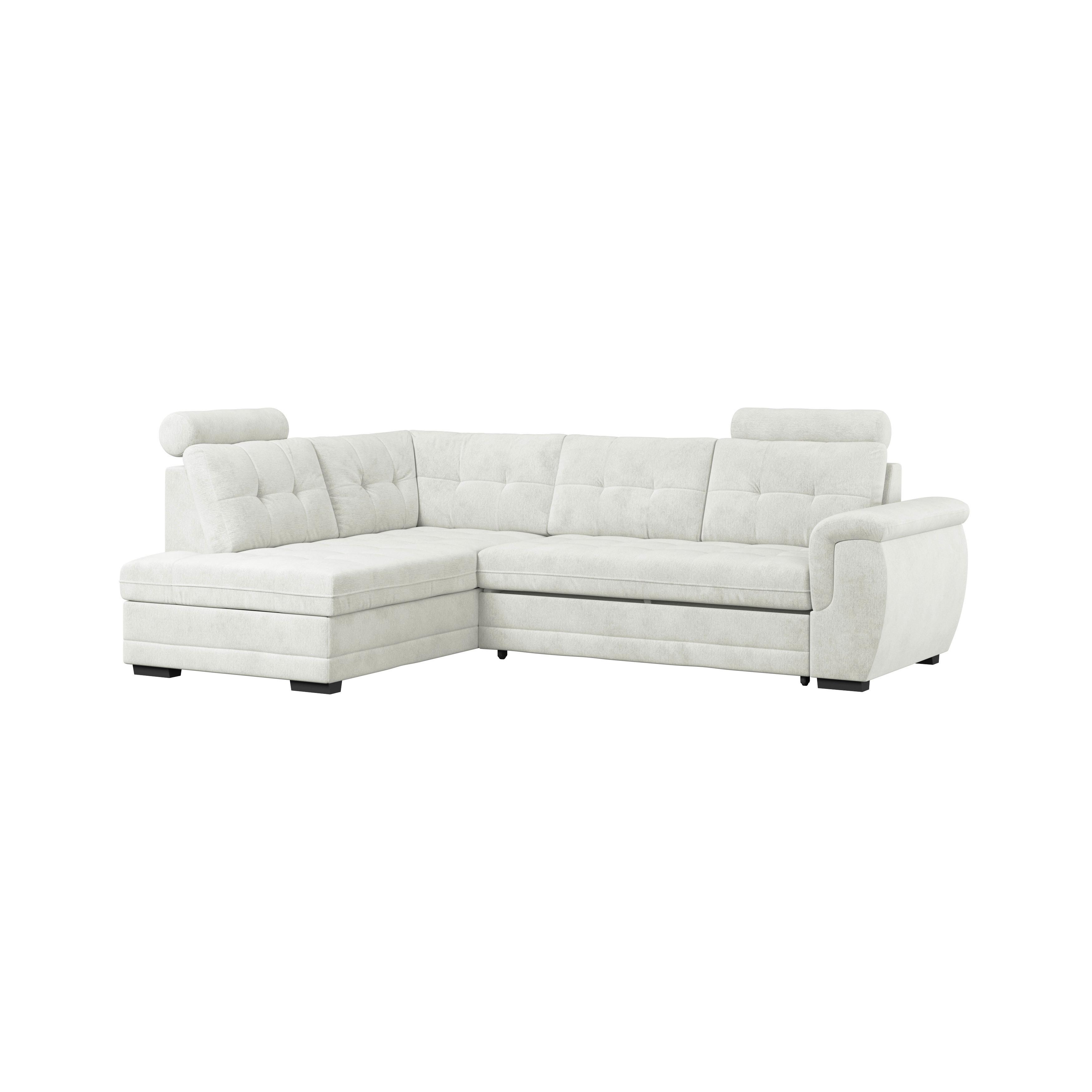 Ecksofa mit Schlaffunktion Falco new Creme 183x251 cm - Creme/Schwarz, KONVENTIONELL, Textil (183/251cm) - Ondega