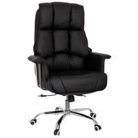 Chefsessel Commander Lederlook Schwarz bis 130kg - Chromfarben/Schwarz, MODERN, Kunststoff/Textil (75/130/64cm) - MID.YOU