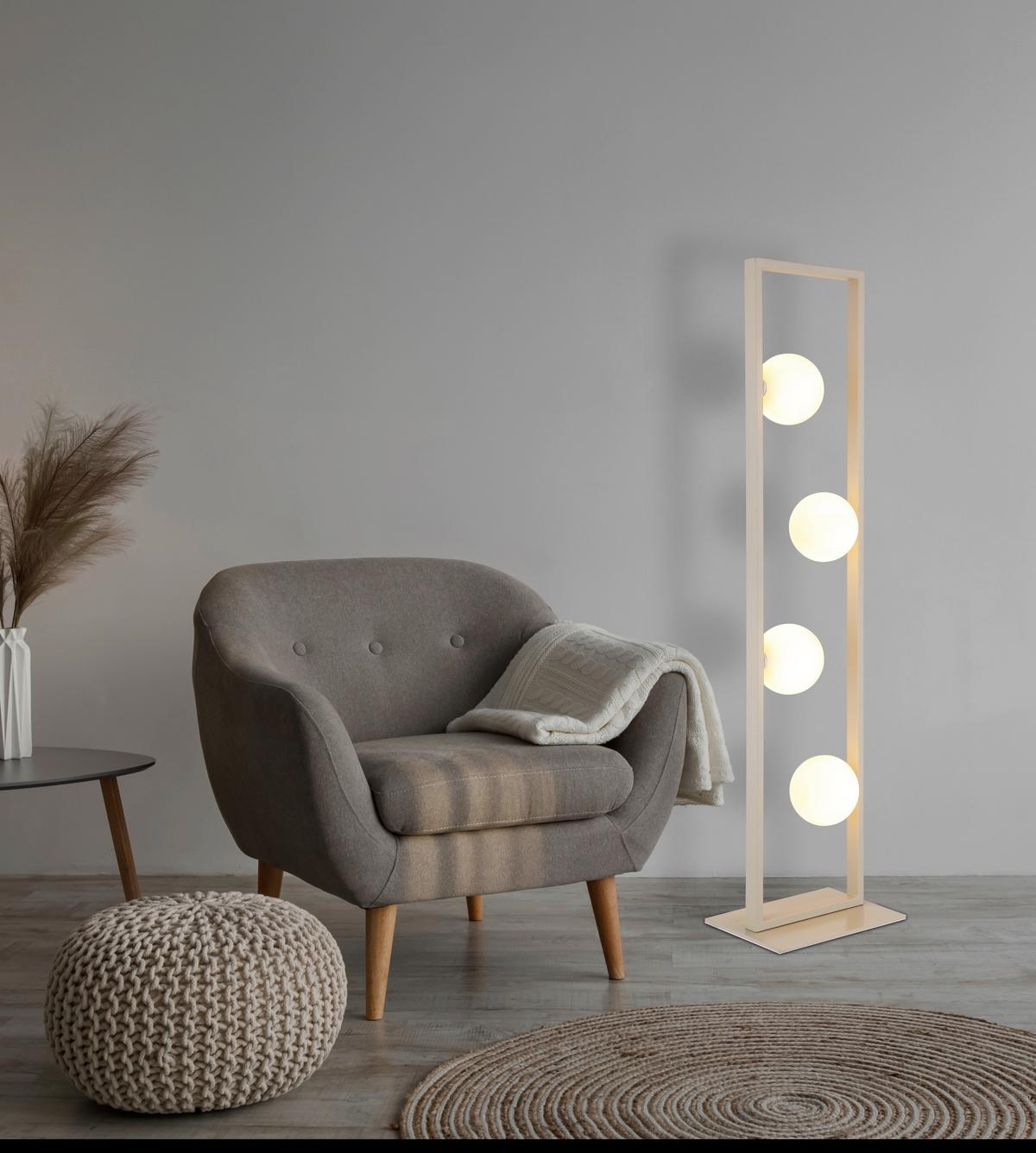 Stehleuchte Exkl., G9 - Sandfarben/Weiß, Design, Glas/Kunststoff (28/20/110cm) - Globo