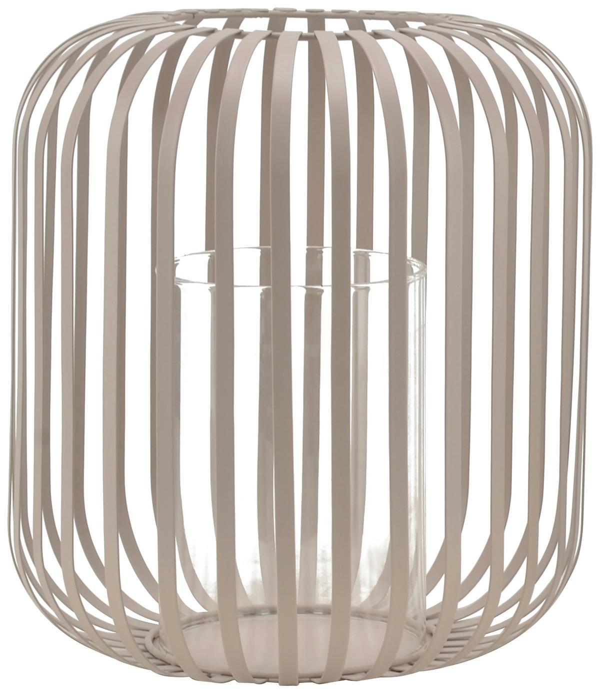 Stojan na svíčku JOLA - béžová, Moderní, kov/sklo (23,5/26cm) - Mömax