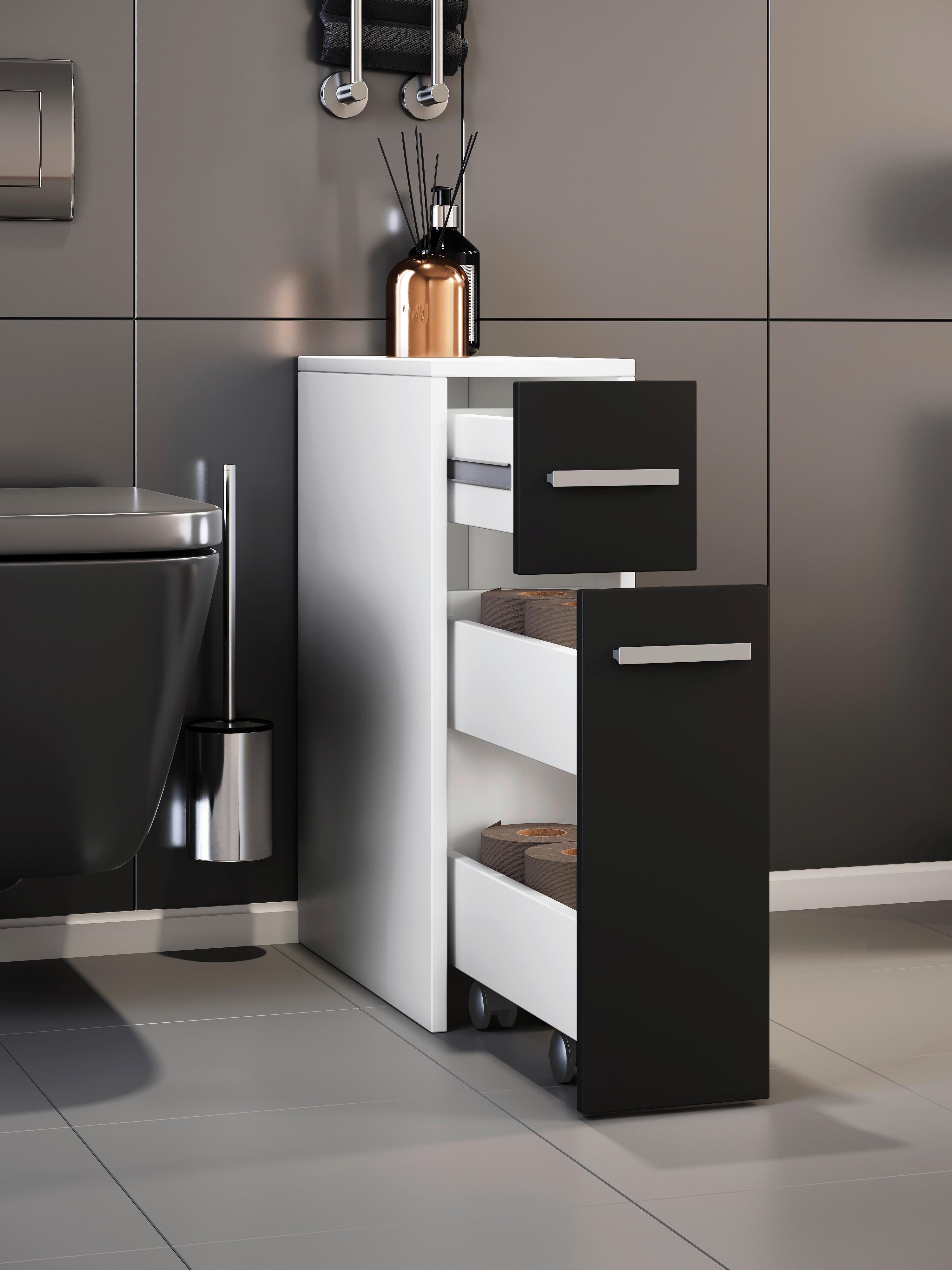 Midischrank Zalo B: 19,9 cm Schwarz/Weiß - Schwarz/Weiß, MODERN, Holzwerkstoff (19,9/61,4/45cm) - MID.YOU