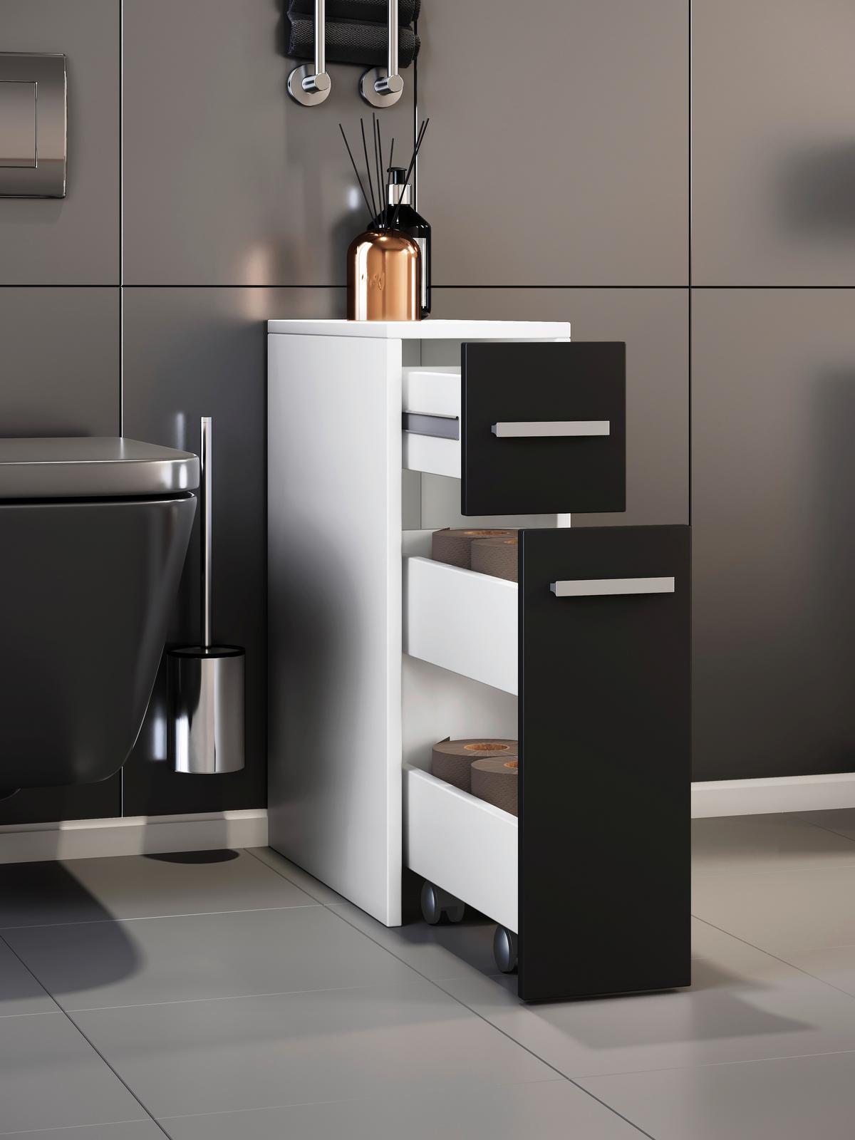 Midischrank Zalo BxH 19,9 cm 61,4 cm Schwarz/Weiß - Schwarz/Weiß, MODERN, Holzwerkstoff (19,9/61,4/45cm) - MID.YOU