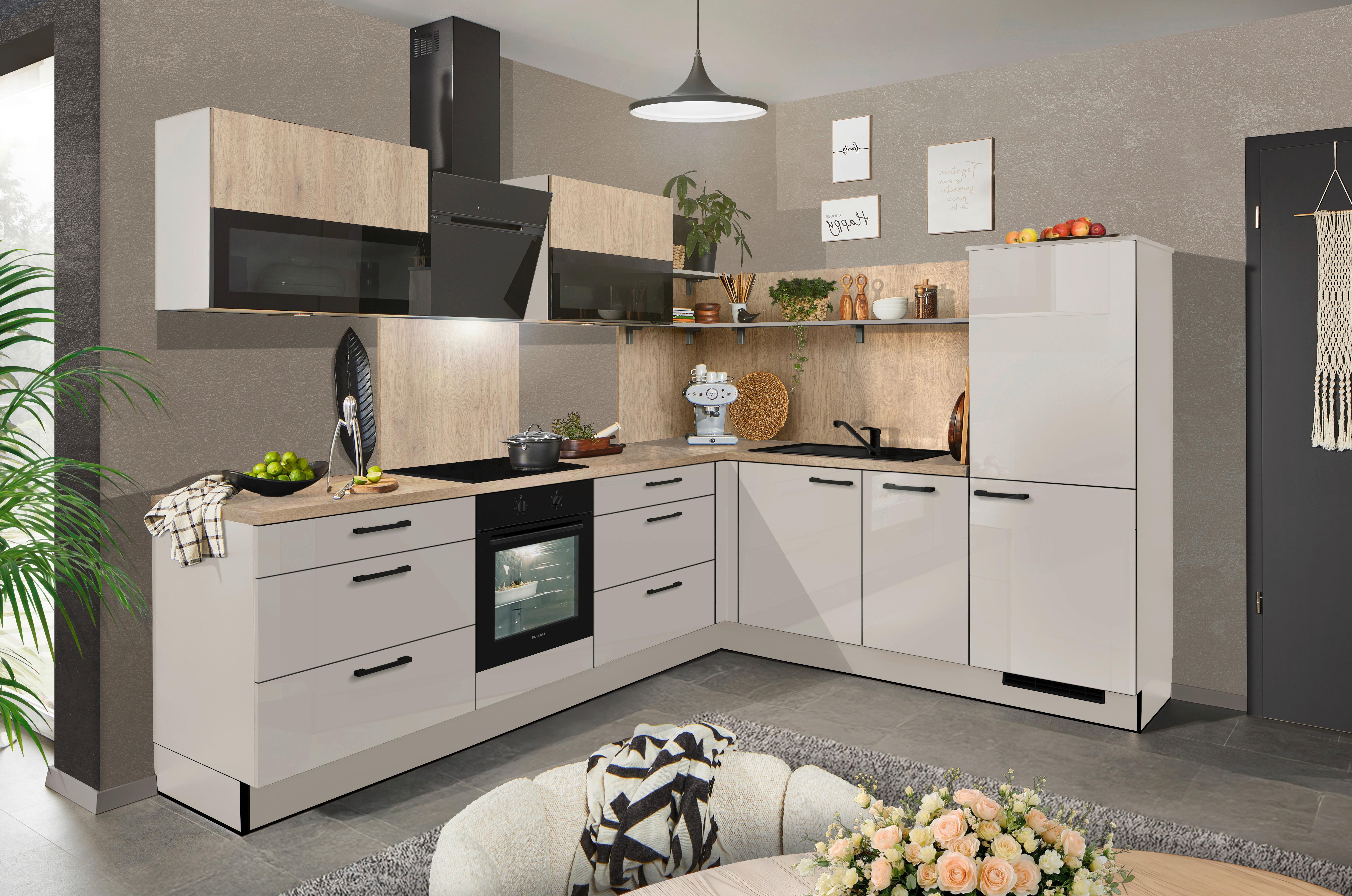 Eckküche Pn215/pn100 - Kaschmir/Eichefarben, MODERN, Holzwerkstoff (285/230cm) - Pino