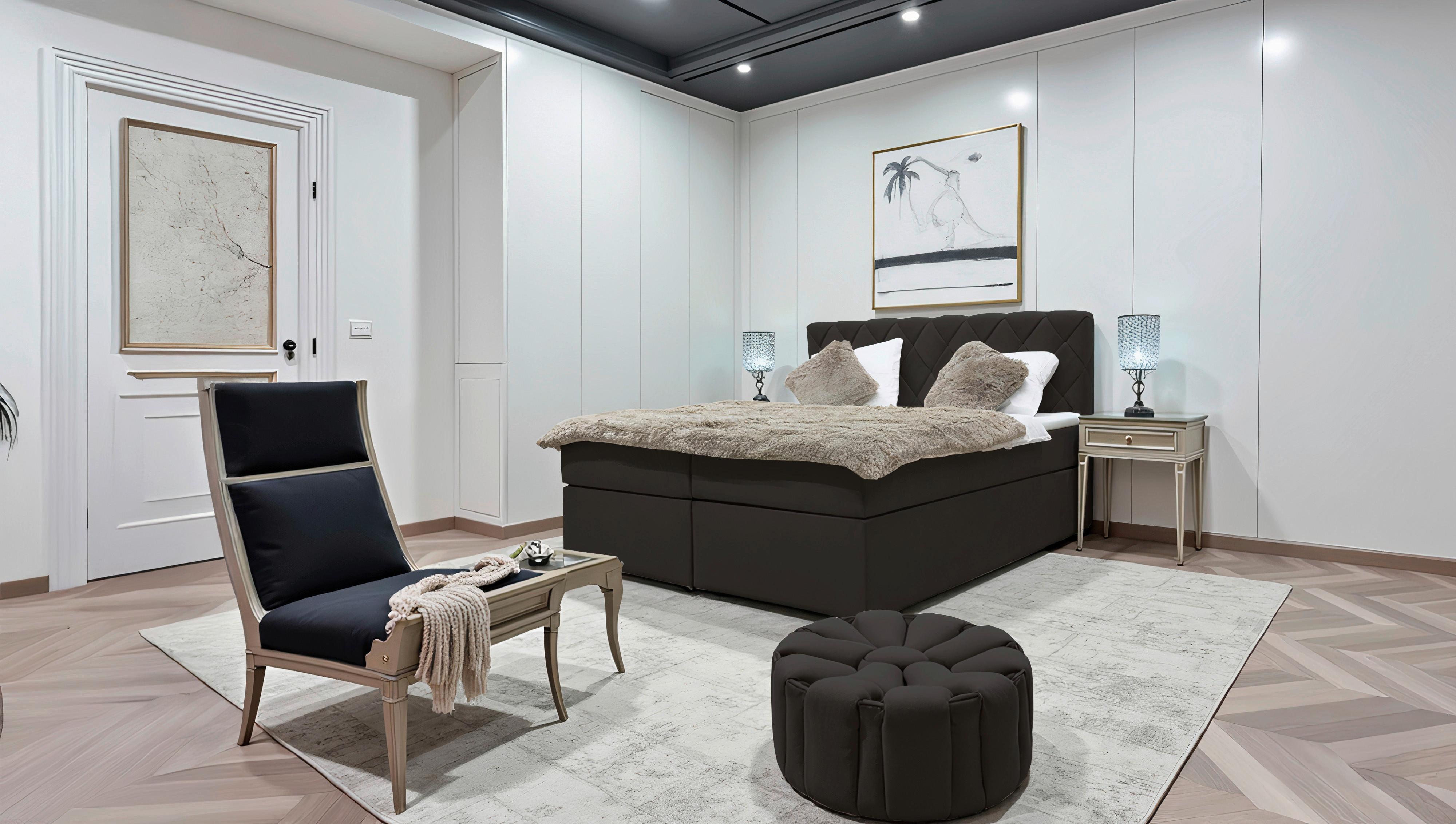 Boxbett Capri Schwarz, Lf: 180x200 cm - Schwarz, MODERN, Textil (180/200cm) - Livetastic