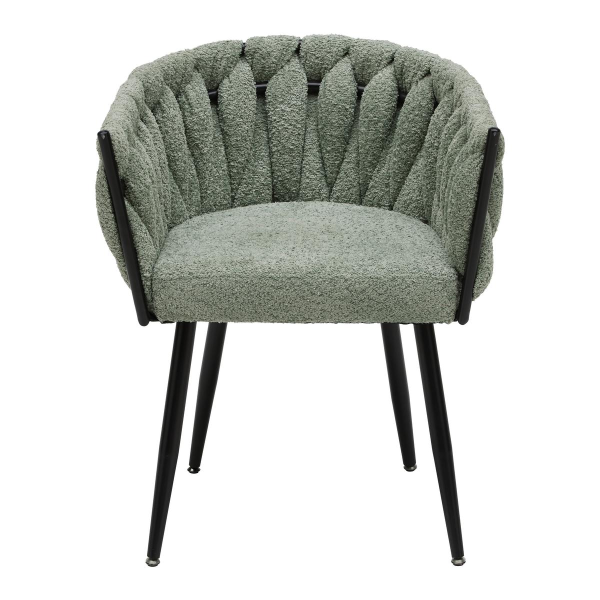 Židle s područkami zelená ženilka - černá/světle zelená, Moderní, kov/dřevo (64/78/55cm) - Premium Living