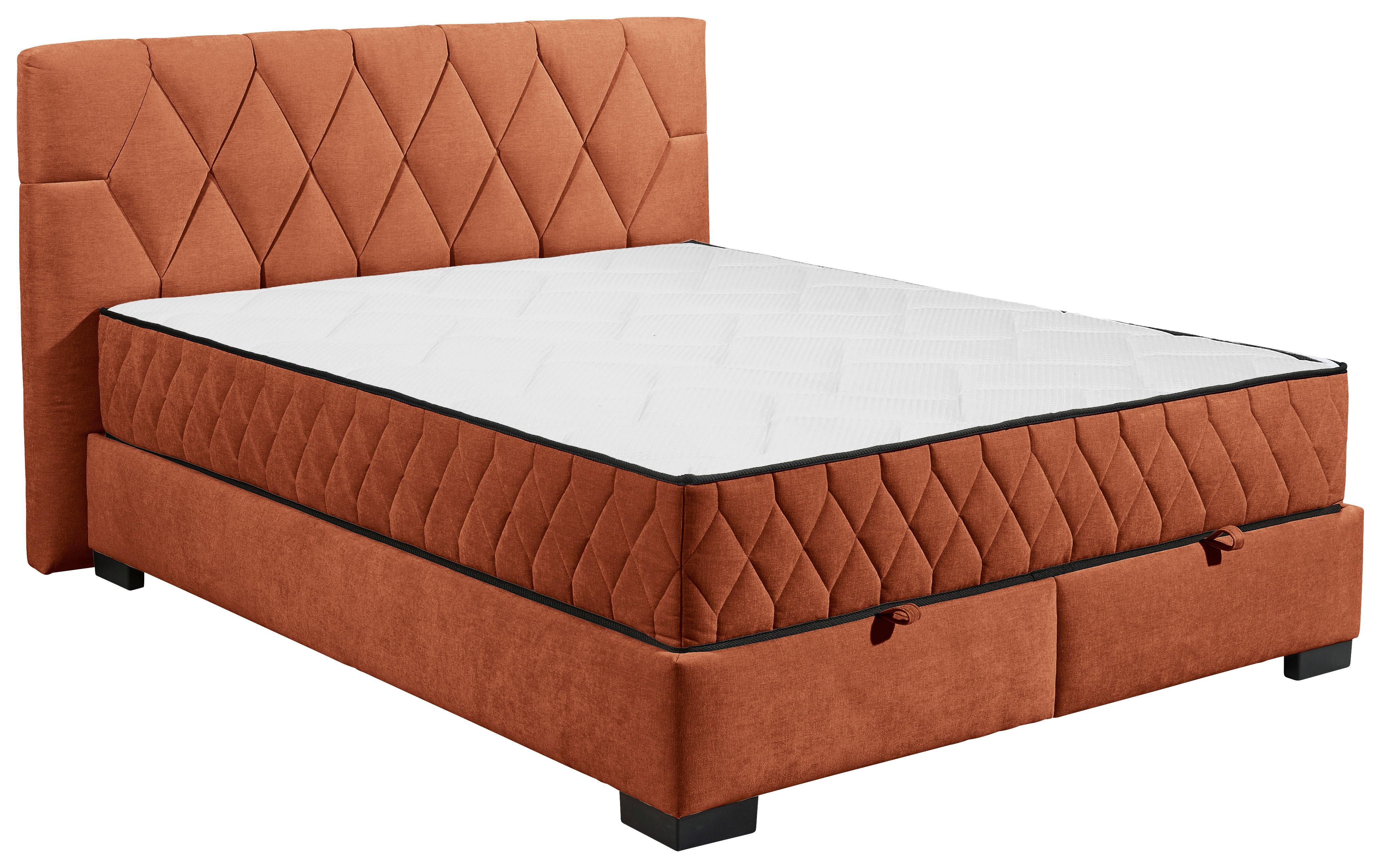 Boxbett Nagol B - Cognac/Schwarz, MODERN, Holzwerkstoff/Textil (160/200cm) - MID.YOU