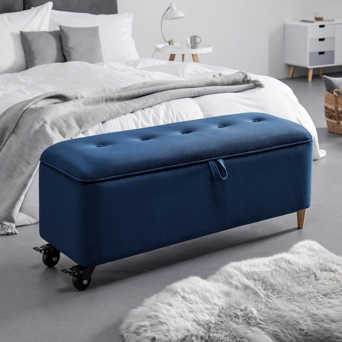 Lavica s úl.priestorom ELLA modrá - modrá/čierna, Modern, drevo/textil (124/48/43cm) - Bessagi Home