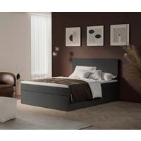 Boxbett Cordoba Dunkelgrau, Lf: 180x200 Cm - Dunkelgrau/Schwarz, Basics, Holz/Textil (180/200cm) - Livetastic