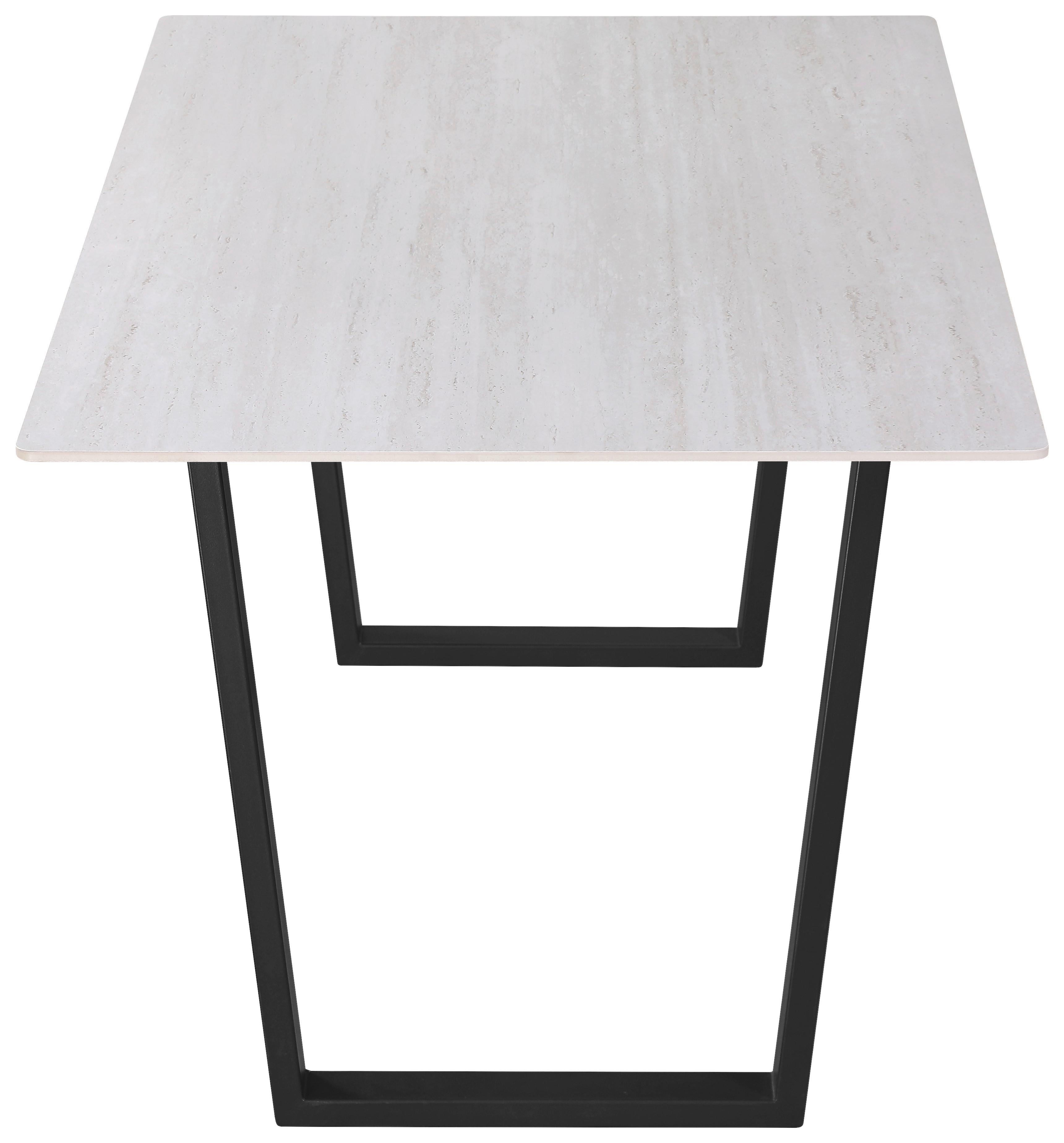 Esstisch Emin Keramik Hellgrau, B: 140 cm - Beige/Schwarz, KONVENTIONELL, Stein/Metall (140/76/90cm) - MID.YOU