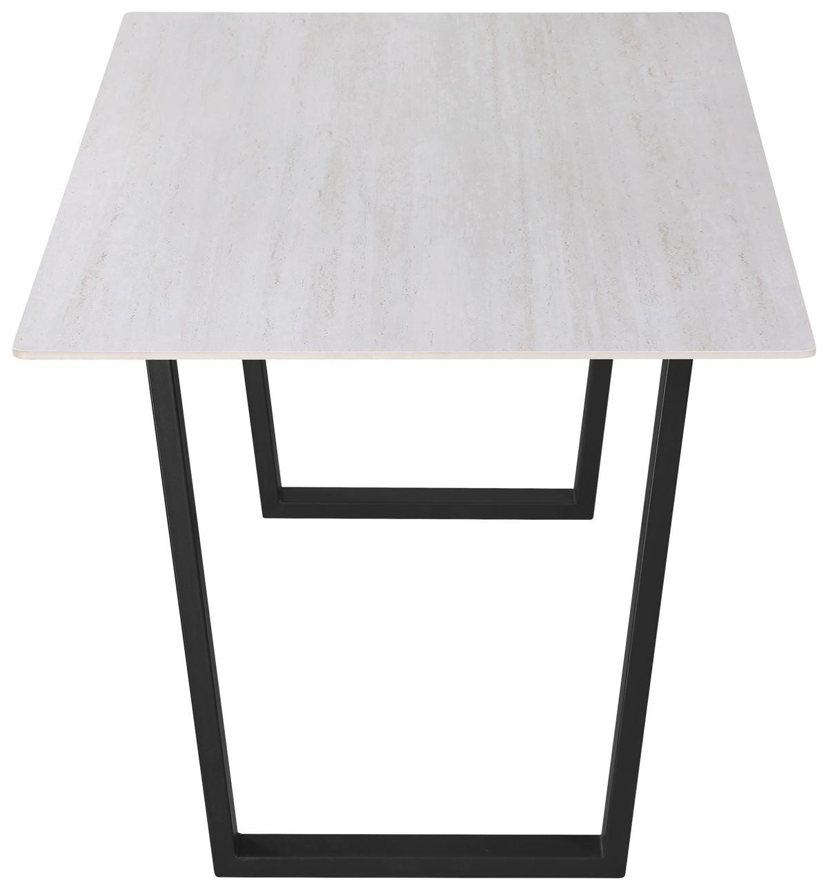 Esstisch Emin Keramik Hellgrau, B: 140 cm - Beige/Schwarz, KONVENTIONELL, Stein/Metall (140/76/90cm) - MID.YOU