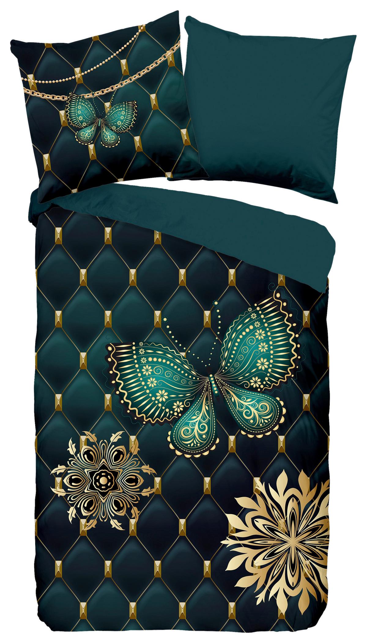 Wendebettwäsche Lavanya Blau Petrol 135x200 cm - Blau/Petrol, KONVENTIONELL, Textil (135/200cm)