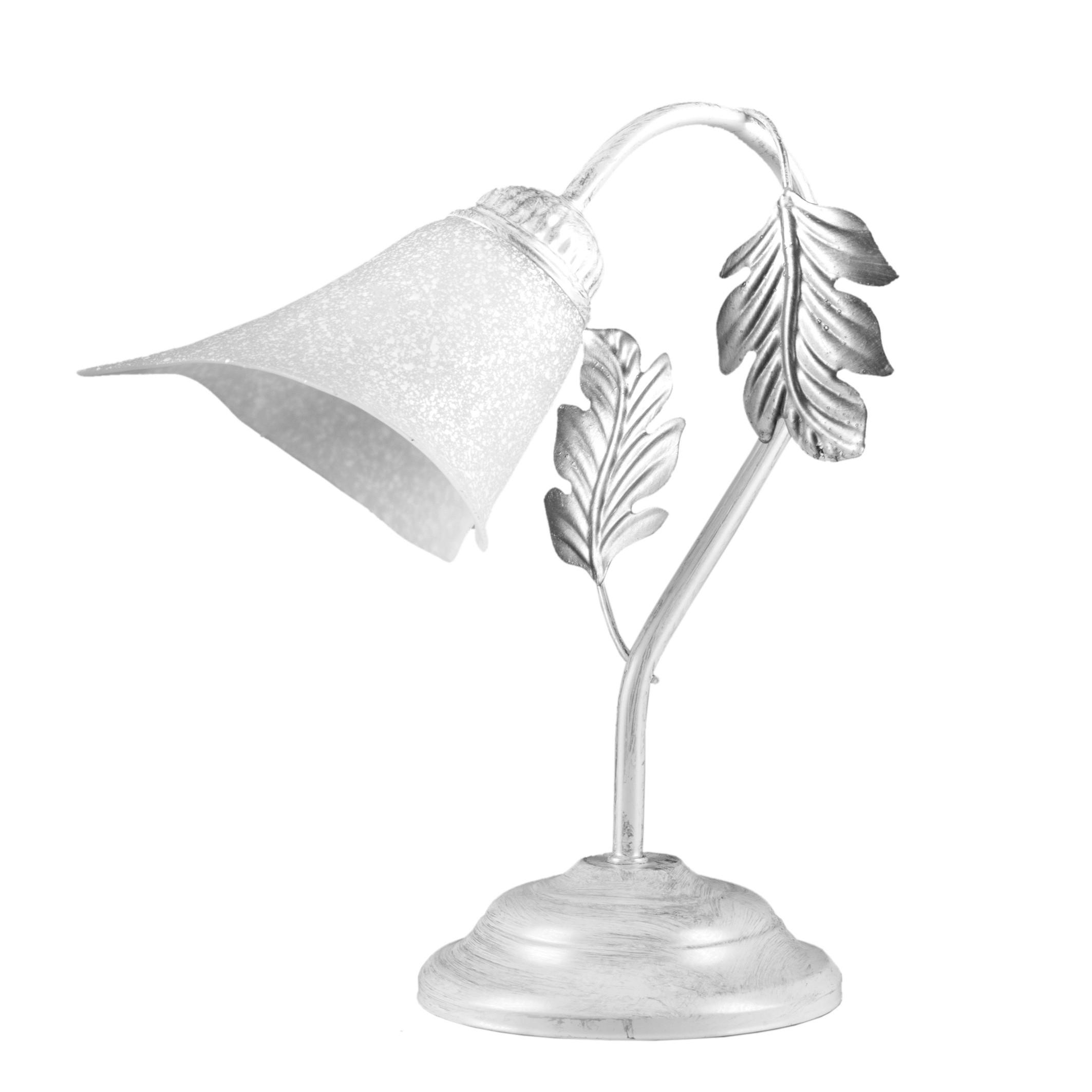 Tischleuchte 4836/L - Silberfarben/Weiß, KONVENTIONELL, Glas/Metall (29/35cm)