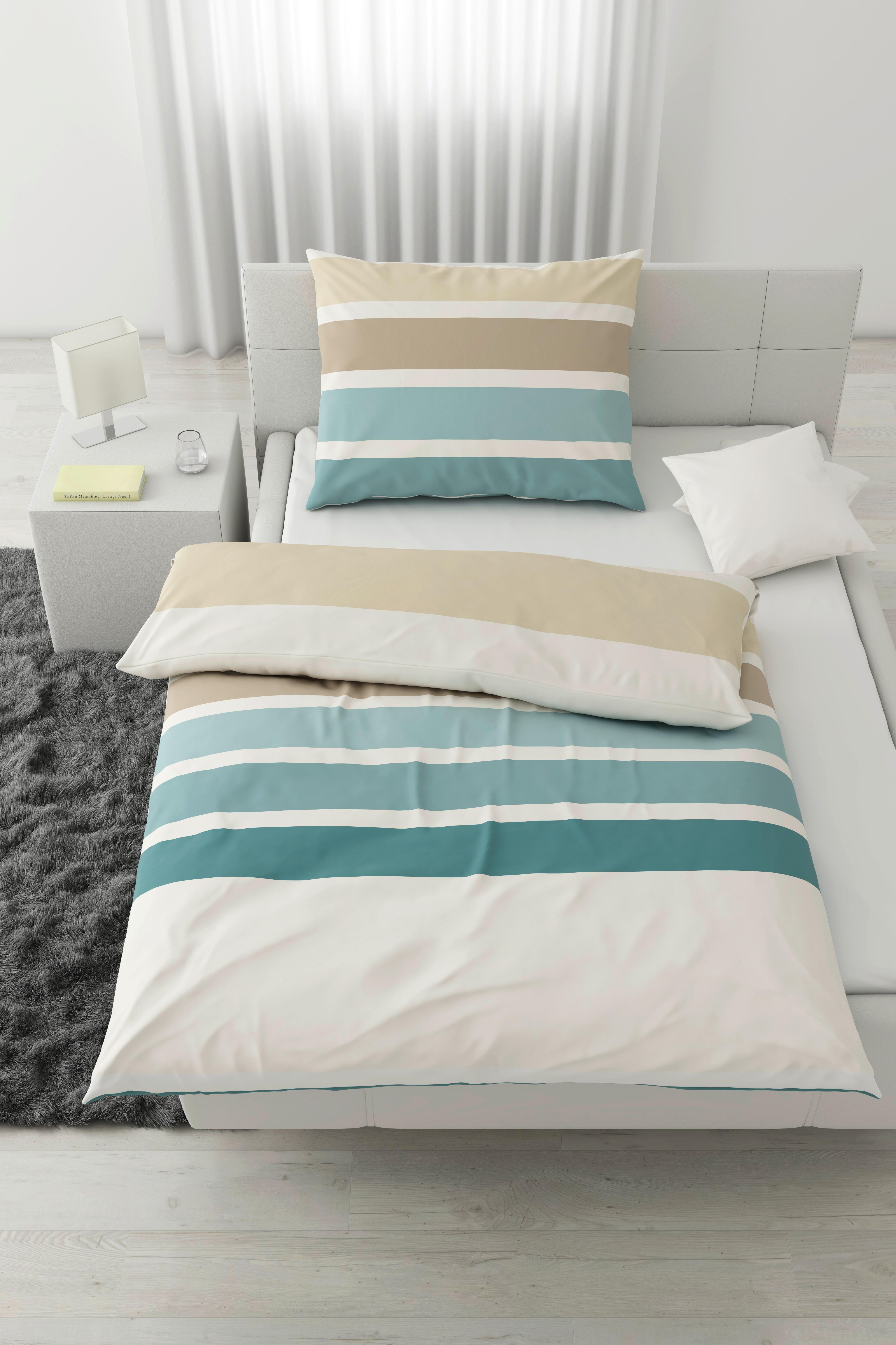 Posteľná Bielizeň Silke, 140/200cm - modrá/béžová, Moderný, textil (140cm) - Modern Living