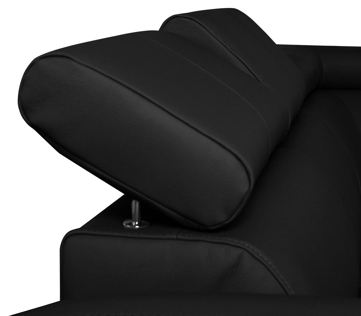 Wohnlandschaft Aspen Schwarz U-Form: 175 Cm - Chromfarben/Schwarz, Design, Leder/Textil (175/315/175cm) - Livetastic