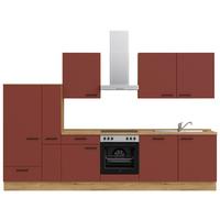 Küchenleerblock Easytouch Low-Line, L11 Links - Eichefarben/Rot, MODERN, Holzwerkstoff (330cm) - Nobilia