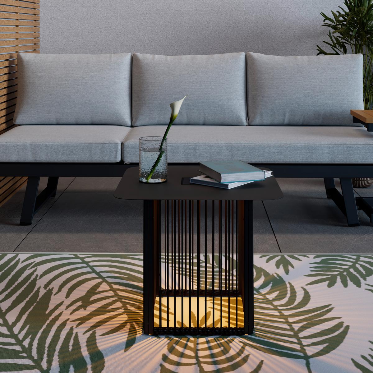 ZÁHRADNÝ PRÍRUČNÝ STOLÍK TRACY - čierna, Modern, kov/plast (55/47/55cm) - Bessagi Garden