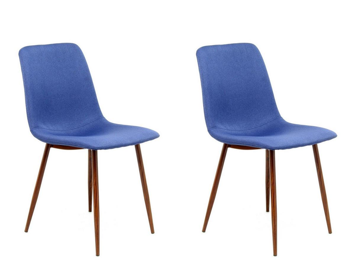 Stuhl-set Maggie 100 Blau - Blau/Braun, Design, Textil/Metall (46.5/84.5/55cm) - Kayoom