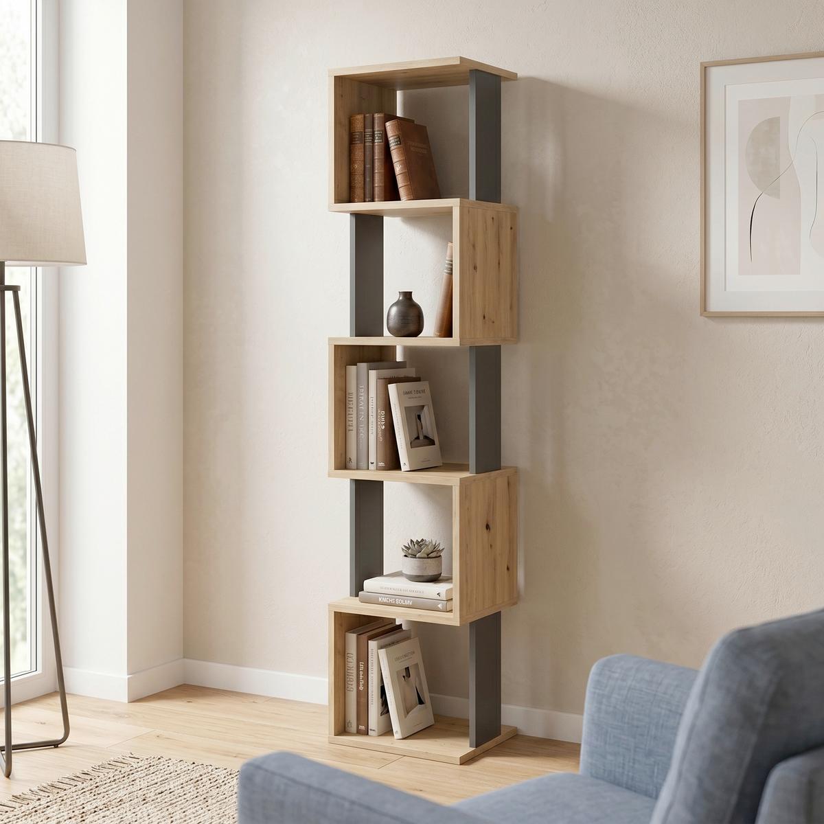 Bücherwand Piri Anthrazit/Grauweiß B: 35 cm - Design (35/161/30cm) - Livetastic