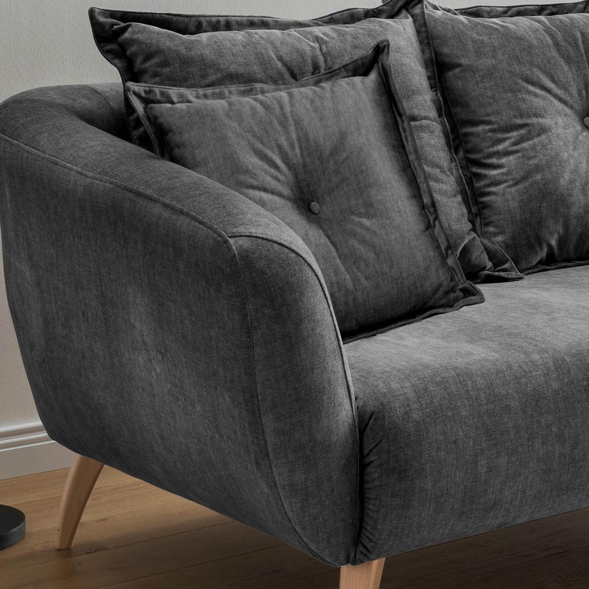 Ecksofa Baggio Grau S: 277/162 Cm - Buchefarben/Grau, MODERN, Holz/Textil (277/162cm) - Livetastic