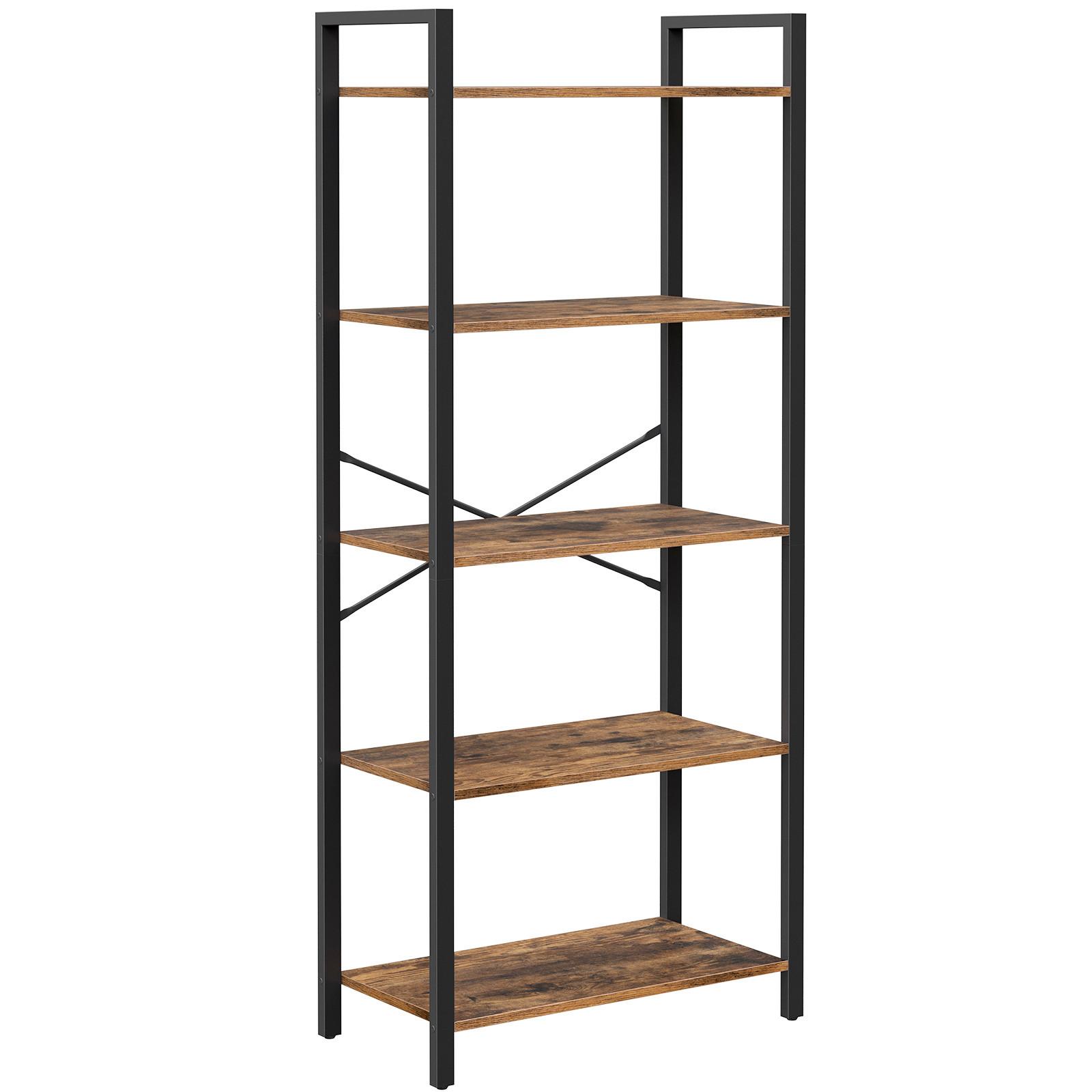 Nástenná knižnica IRON - hnedá/čierna, Basics, kov/kompozitné drevo (66/153/30cm) - Boxxx
