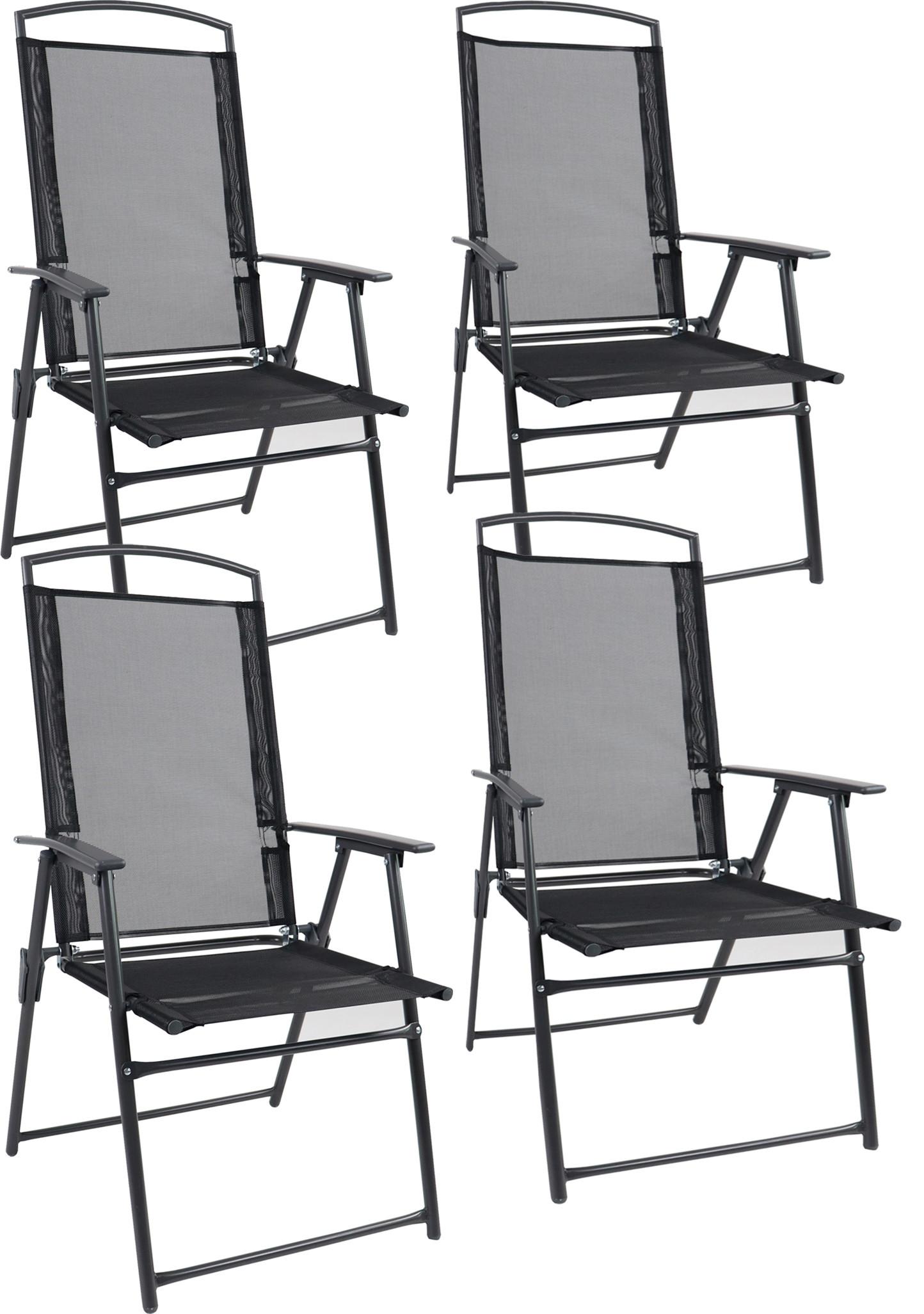Sada sklápacích záhradných stoličiek 4ks - antracitová, Basics, kov/textil (50/105/58cm) - Gardenson