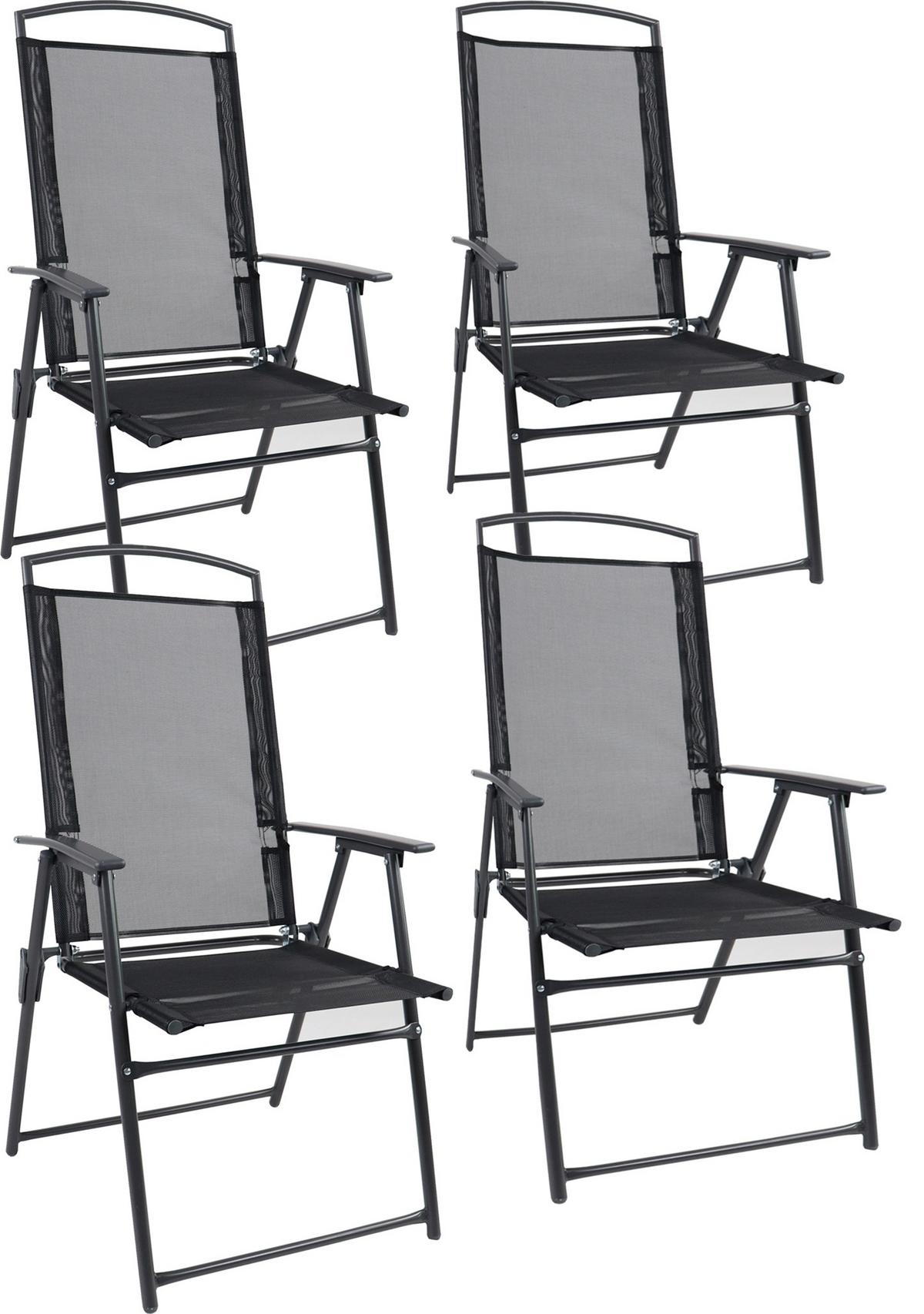 Sada zahradních židlí 4ks - antracitová, Basics, kov/textil (50/105/58cm) - Gardenson