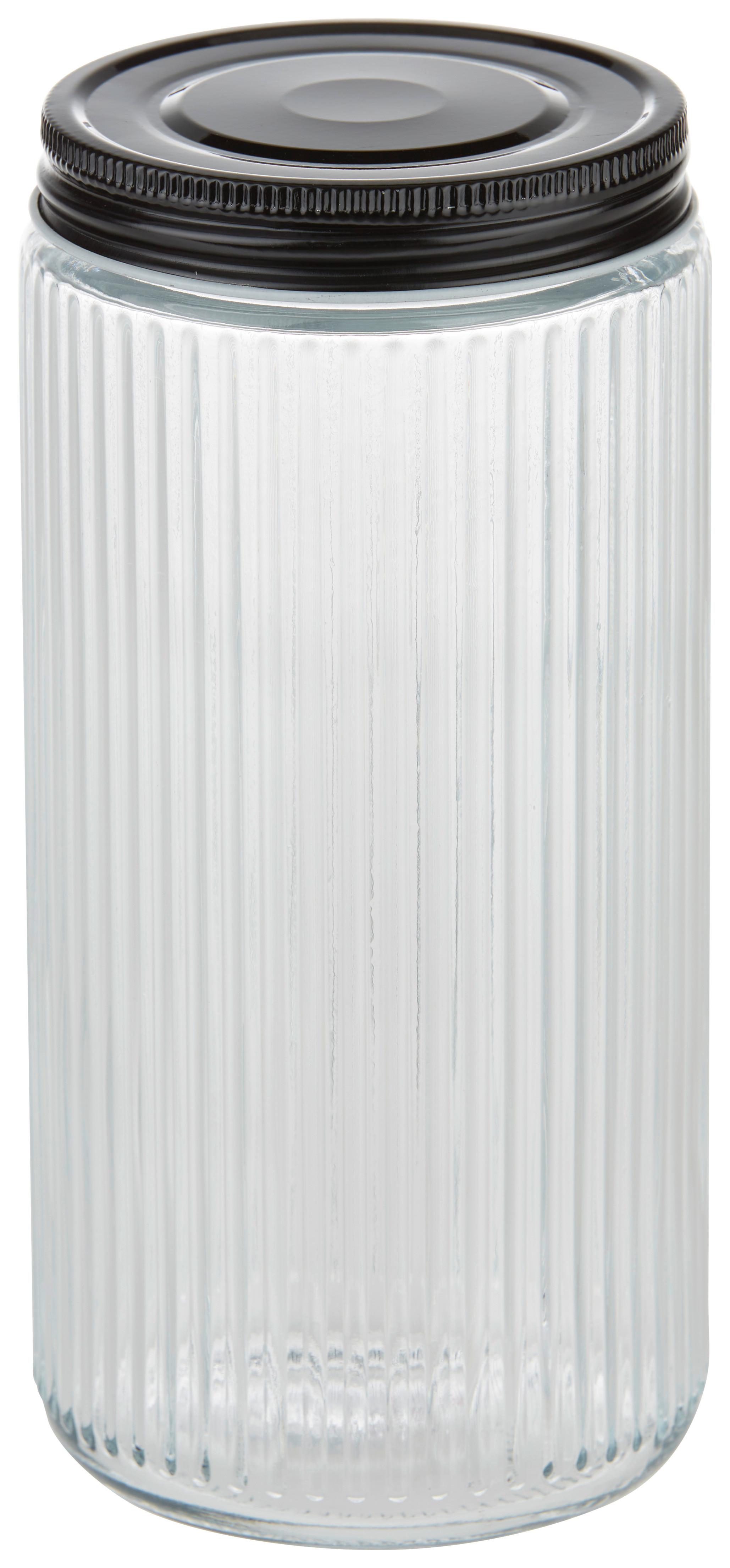 Dóza Na Potraviny Jona, 0,9l - černá/průhledné, Moderní, kov/sklo (9/19,3cm) - Premium Living