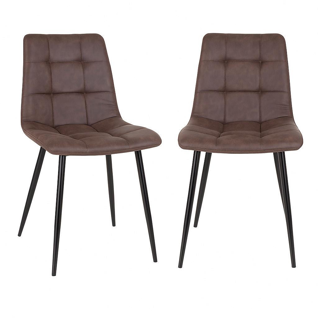 Stuhl-Set Middelfart Dunkelbraun B: 44cm - Dunkelbraun/Schwarz, MODERN, Textil/Metall (44/86/55cm) - MID.YOU