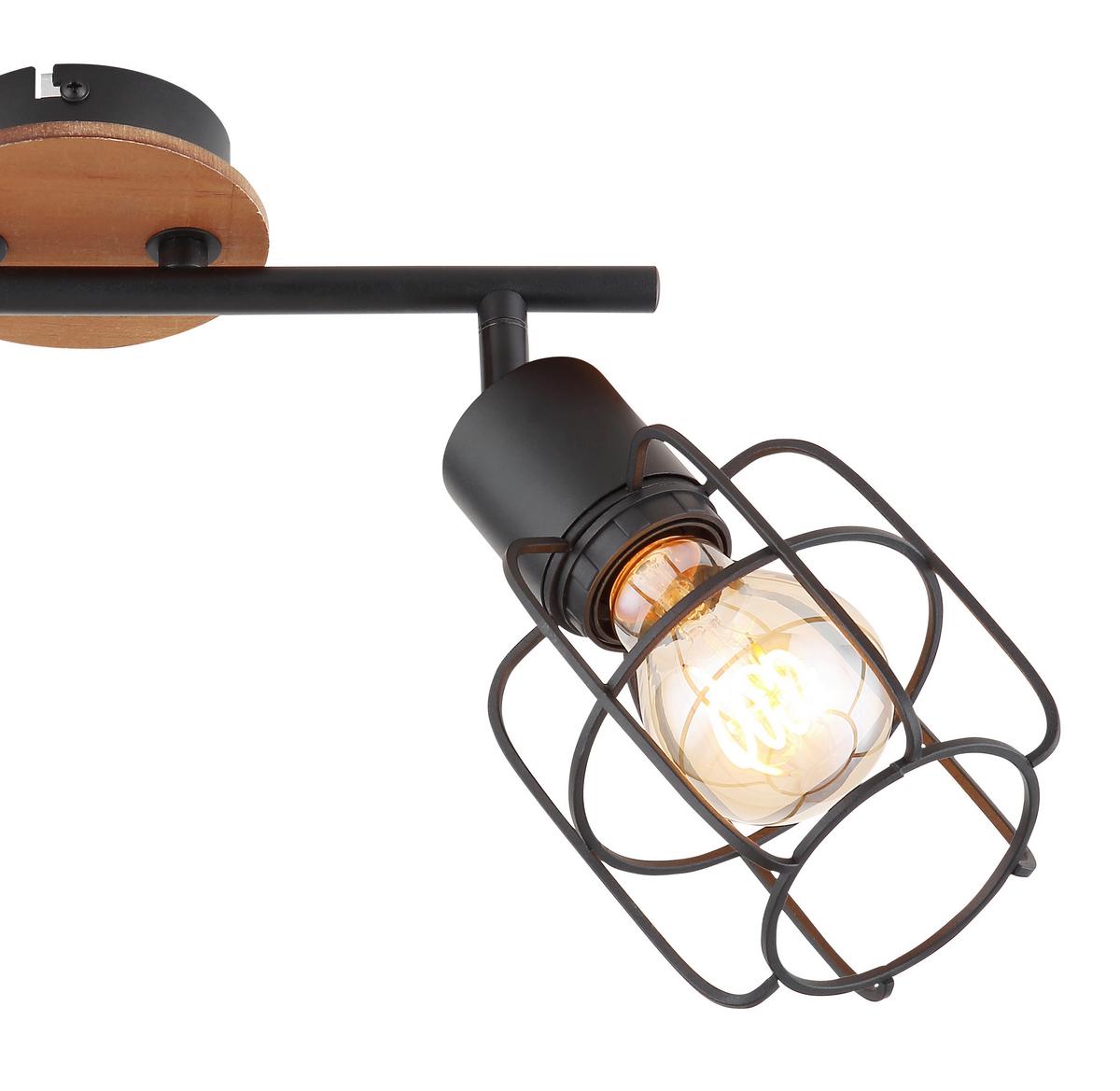 Strahler Willa 2-Flammig verstellbar L: 30 cm - Schwarz/Braun, Basics, Holz/Metall (30/11/24cm) - Globo