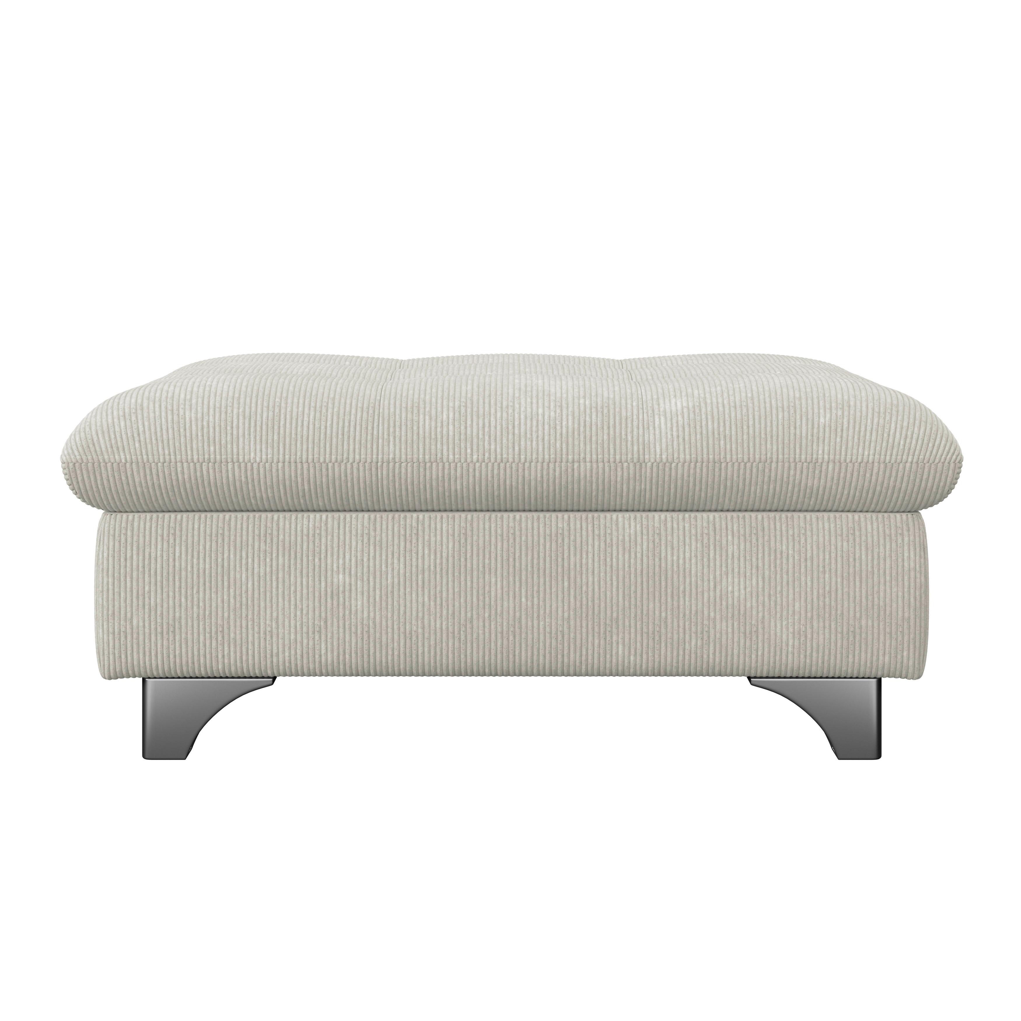 Hocker Gemini Elfenbeinfarbig, B: 108cm - Chromfarben/Elfenbein, KONVENTIONELL, Textil (108/46/108cm)
