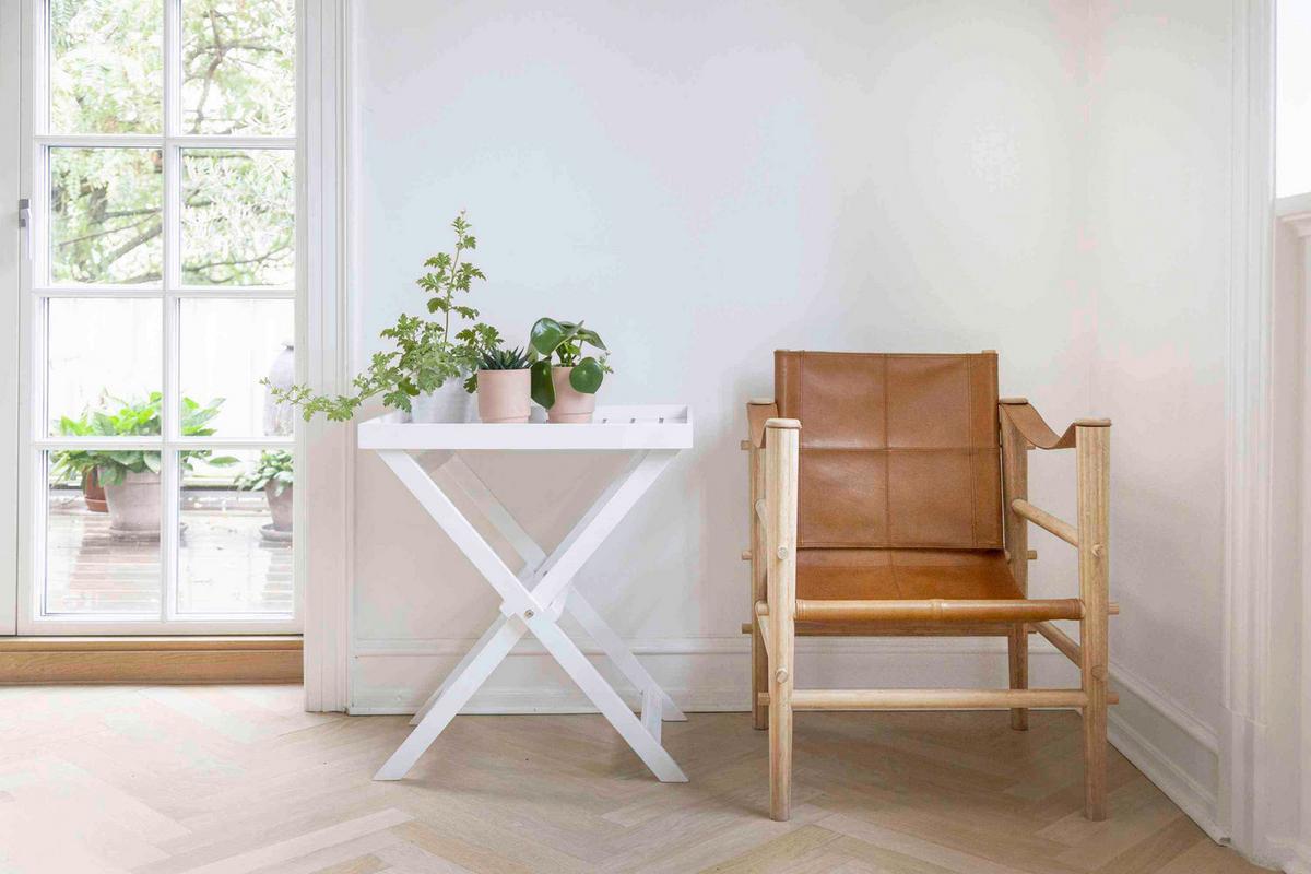Gartentisch klappbar Tray Table Mahagoniholz L 60cm - Weiß Hochglanz, KONVENTIONELL, Holz (60/40/65cm) - MID.YOU
