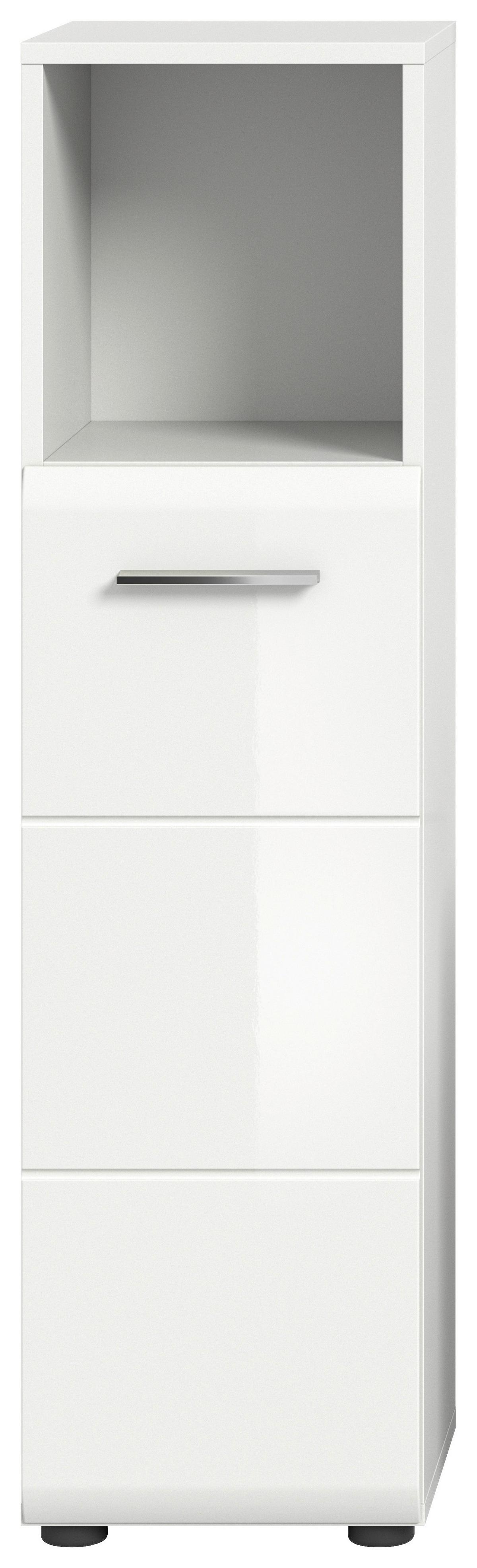 Unterschrank Ice Weiß Hg B: 30 cm - Weiß Hochglanz/Schwarz, MODERN, Holzwerkstoff (30/110/30cm) - MID.YOU
