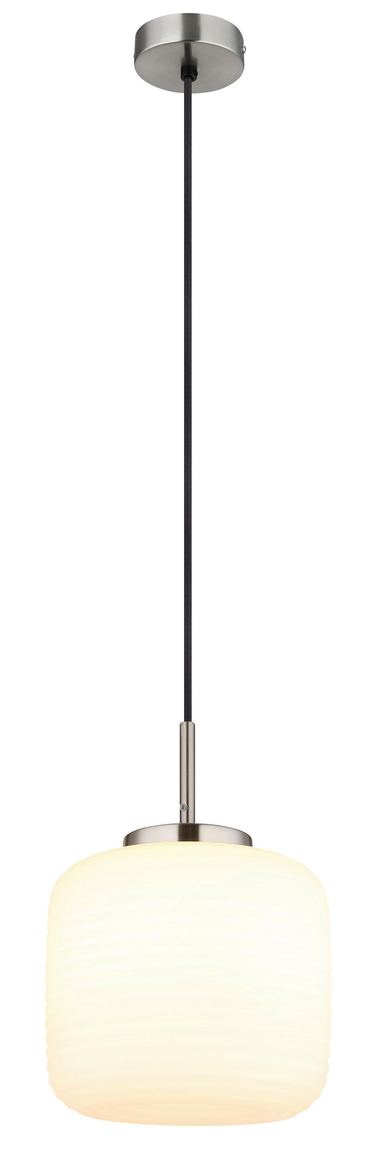 Hängeleuchte Kladora D: 24 cm Schwarz Weiß Nickelfarben - Schwarz/Weiß, KONVENTIONELL, Glas/Textil (24/130cm) - Globo