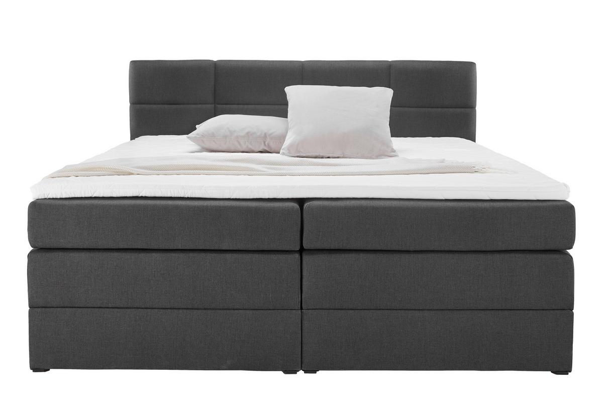 Čalúnená boxspring posteľ Greta, 180x200, tmavosivá - tmavosivá, Modern, drevo/kompozitné drevo (180/200cm) - Bessagi Home