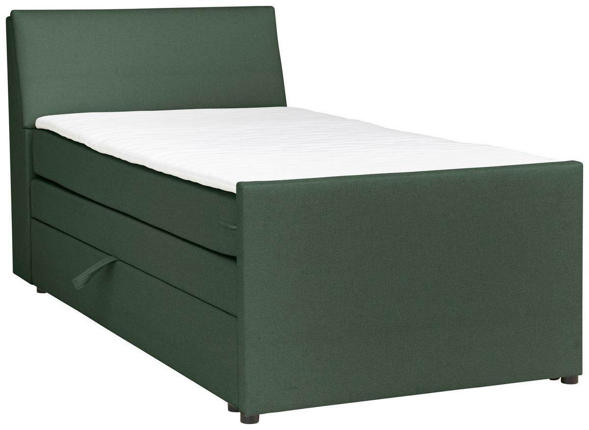 Boxspringbett Mit Bettkasten Nida 120x200 Cm Grün - Schwarz/Grün, MODERN, Holz/Textil (120/200cm) - MID.YOU