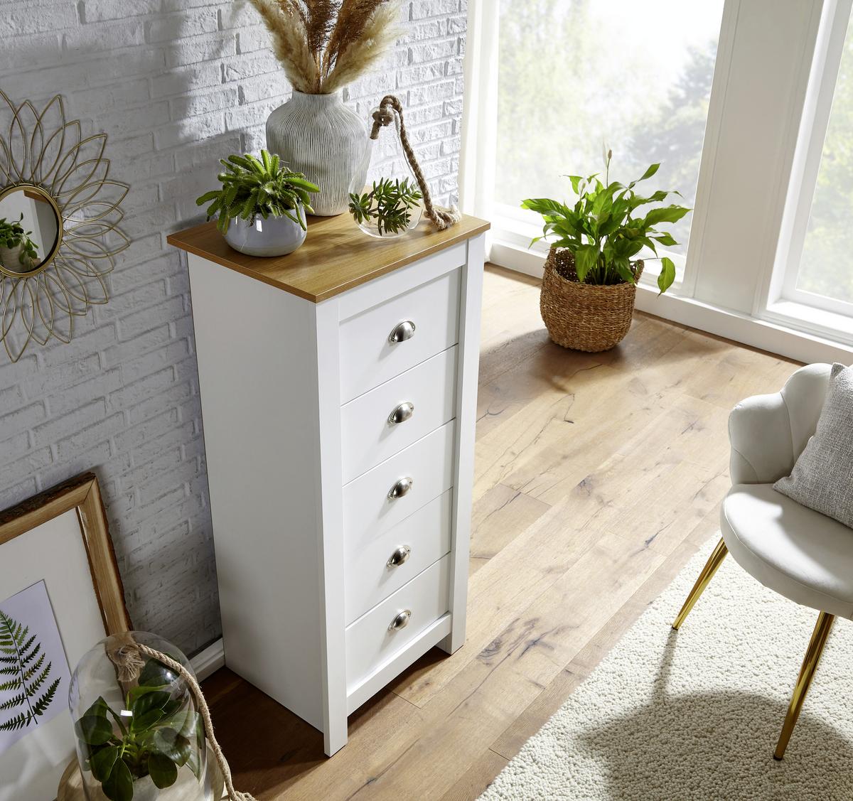 Highboard Weiß B: 53cm - Braun, MODERN, Holzwerkstoff (53/114/39cm) - MID.YOU