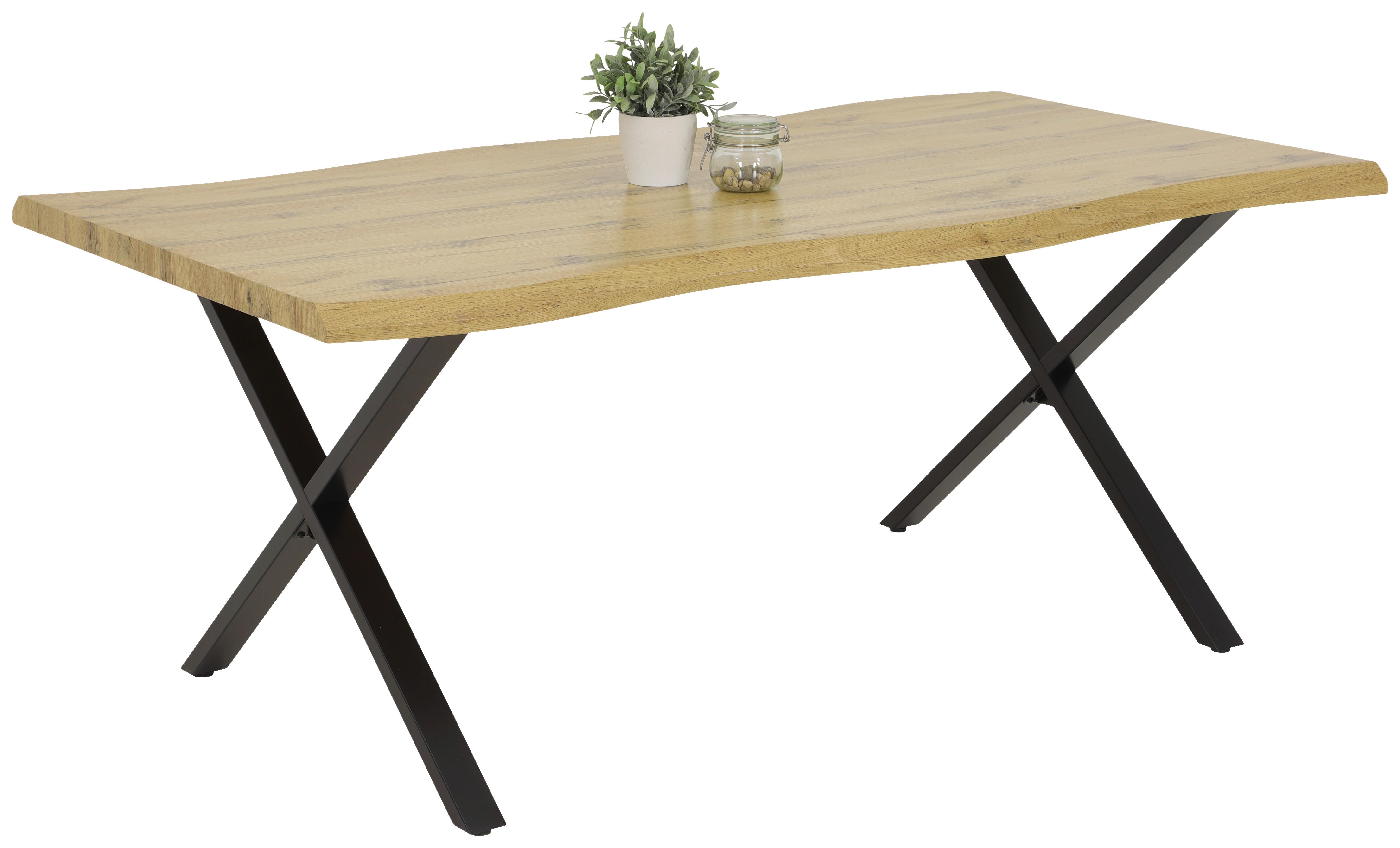 Esstisch Gerda Schwarz/Eiche Dekor - Eichefarben/Schwarz, MODERN, Holzwerkstoff/Metall (140/90/76cm) - Boxxx