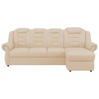 Ecksofa Boston Beige Lederlook - Beige/Schwarz, KONVENTIONELL, Textil (262/165cm) - Livetastic