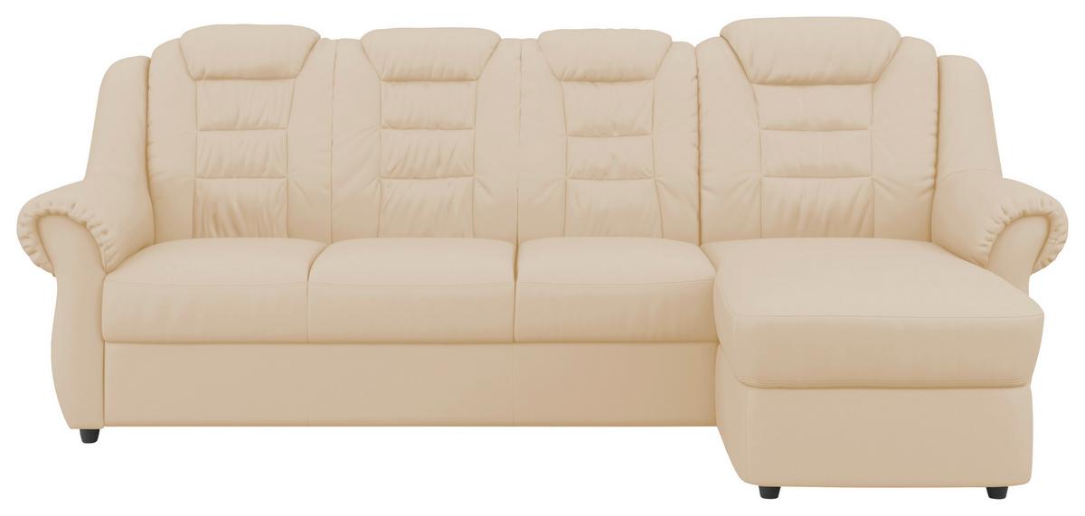 Ecksofa Boston Beige Lederlook - Beige/Schwarz, KONVENTIONELL, Textil (262/165cm) - Livetastic