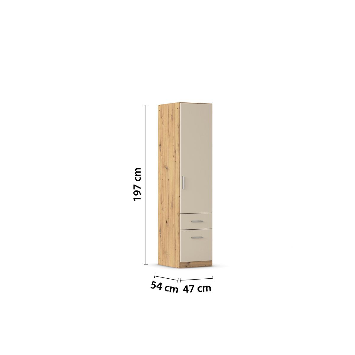 Kleiderschrank Celle Matt Champagner B: 47 cm - Champagner/Eiche Artisan, Trend, Holzwerkstoff (47/197/54cm)