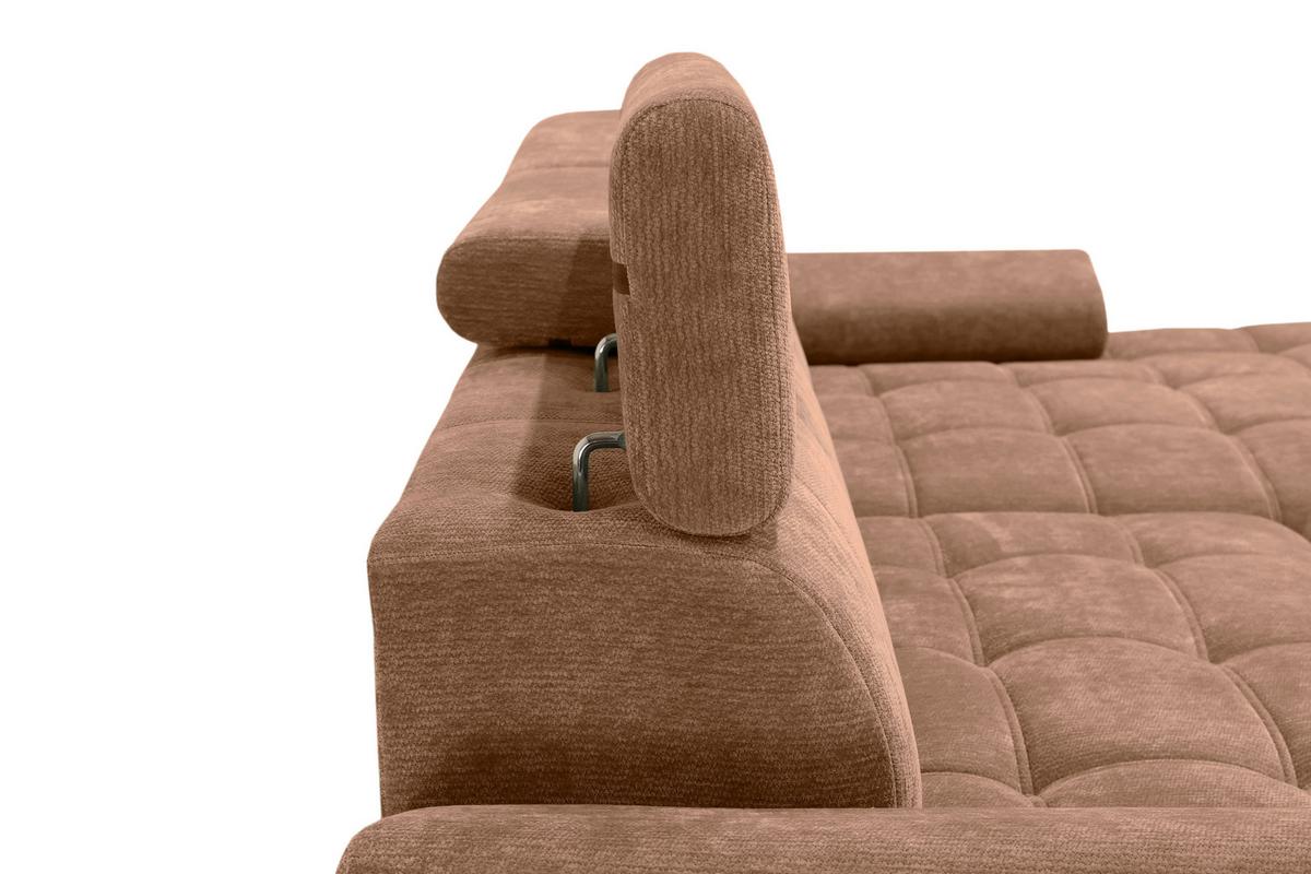 Rohová sedačka VEGAS, pravá, terracottová žinylka - černá/terracotta, Design, dřevo/textil (294/173cm)