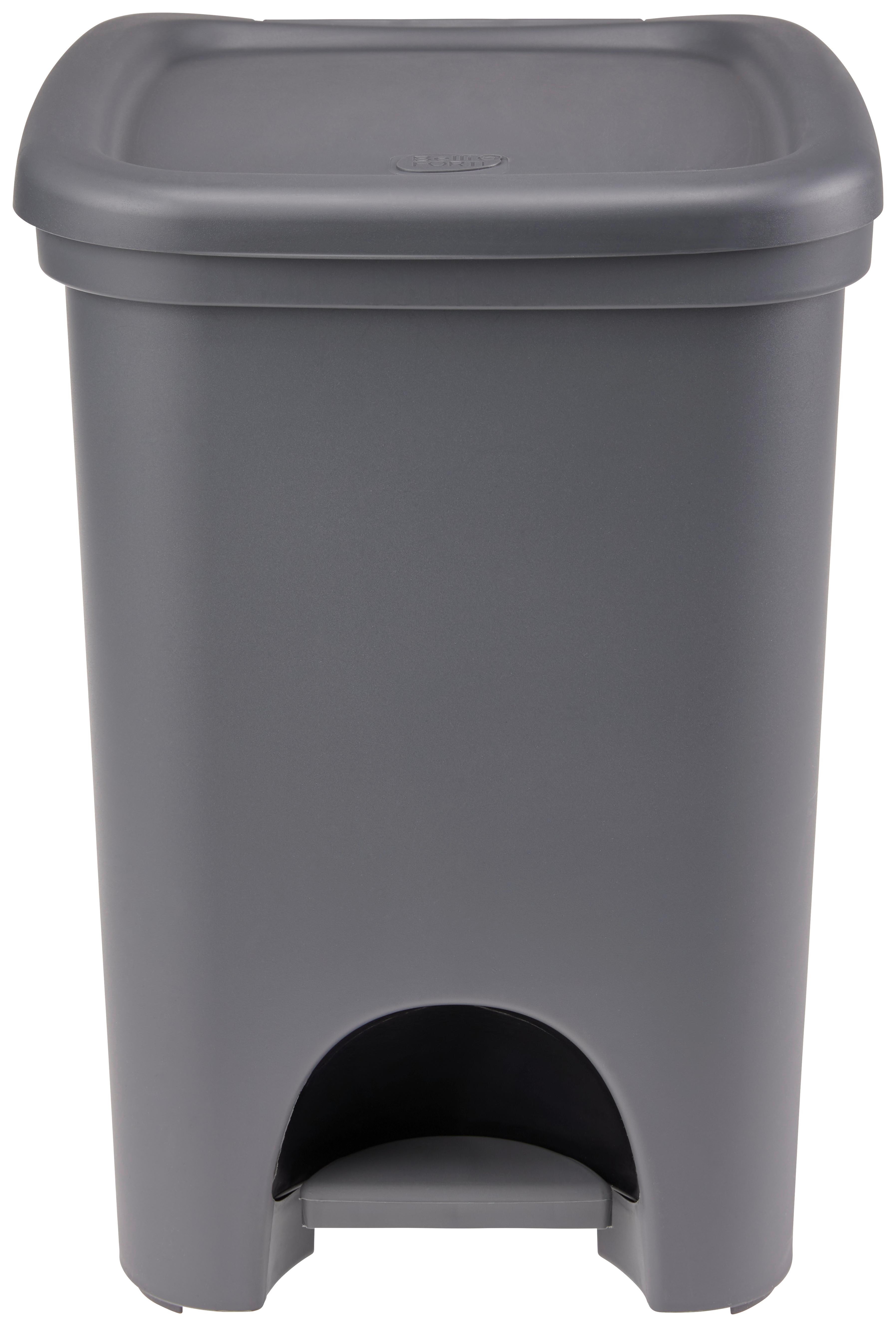 Treteimer 18l Grau Kunststoff Lxbxh: 32x26,5x,38,5 - Schwarz/Grau, KONVENTIONELL, Kunststoff (32/26,5/38,5cm)