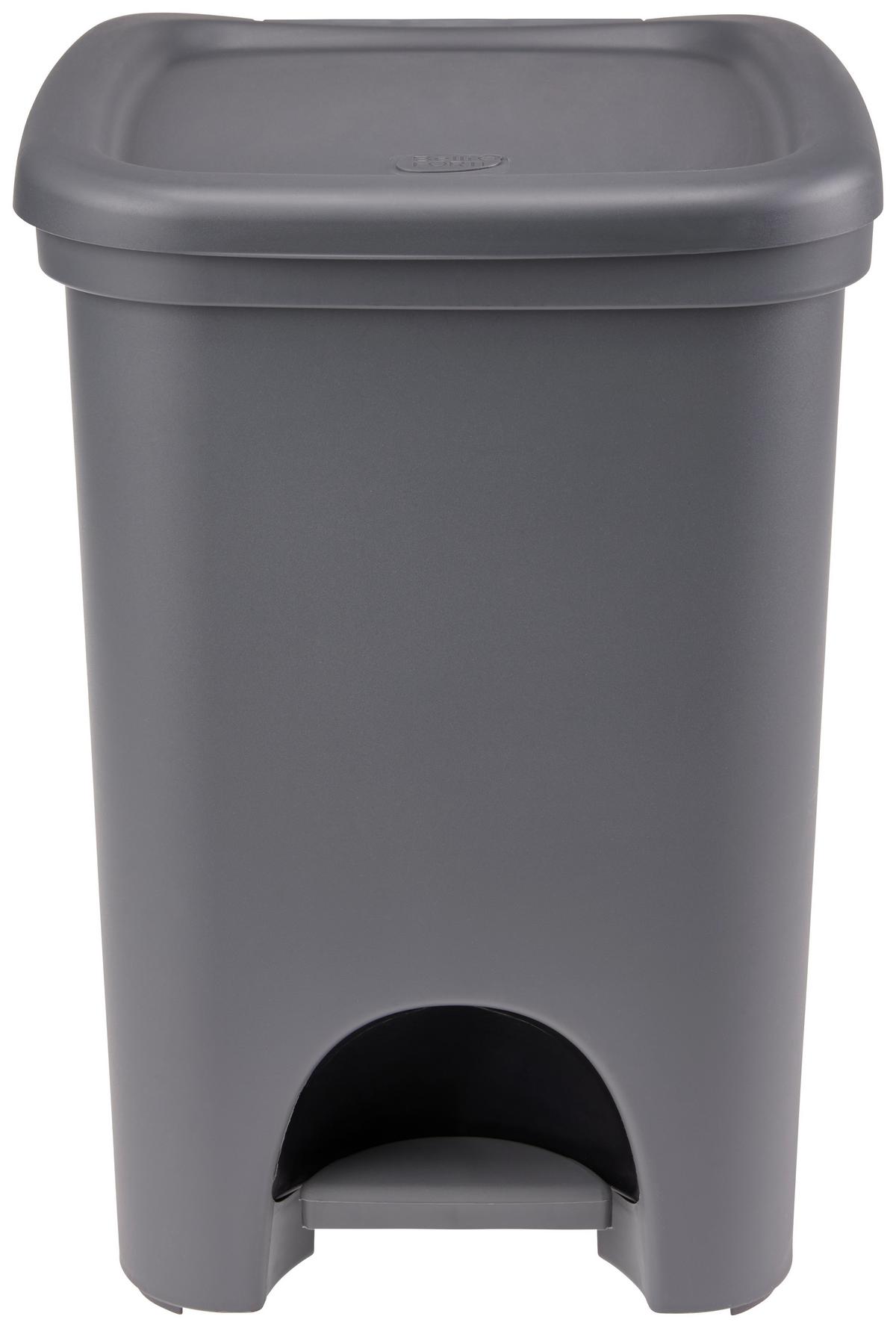 Treteimer 18l Grau Kunststoff Lxbxh: 32x26,5x,38,5 - Schwarz/Grau, KONVENTIONELL, Kunststoff (32/26,5/38,5cm)