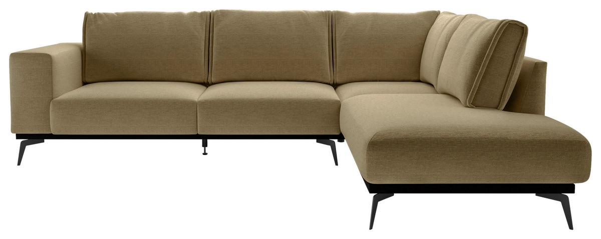 Ecksofa Isolde - Goldfarben/Schwarz, Design, Holz/Textil (293/200cm) - MID.YOU