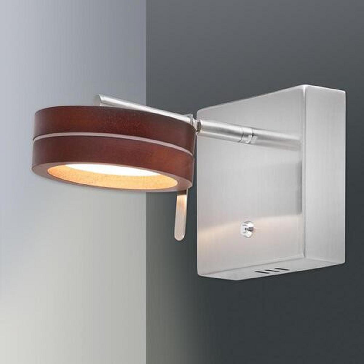 LED-Wandleuchte, 1-Flammig, Schwenkbar, dimmbar - Braun, KONVENTIONELL, Holz/Metall (11/11/19cm) - Näve