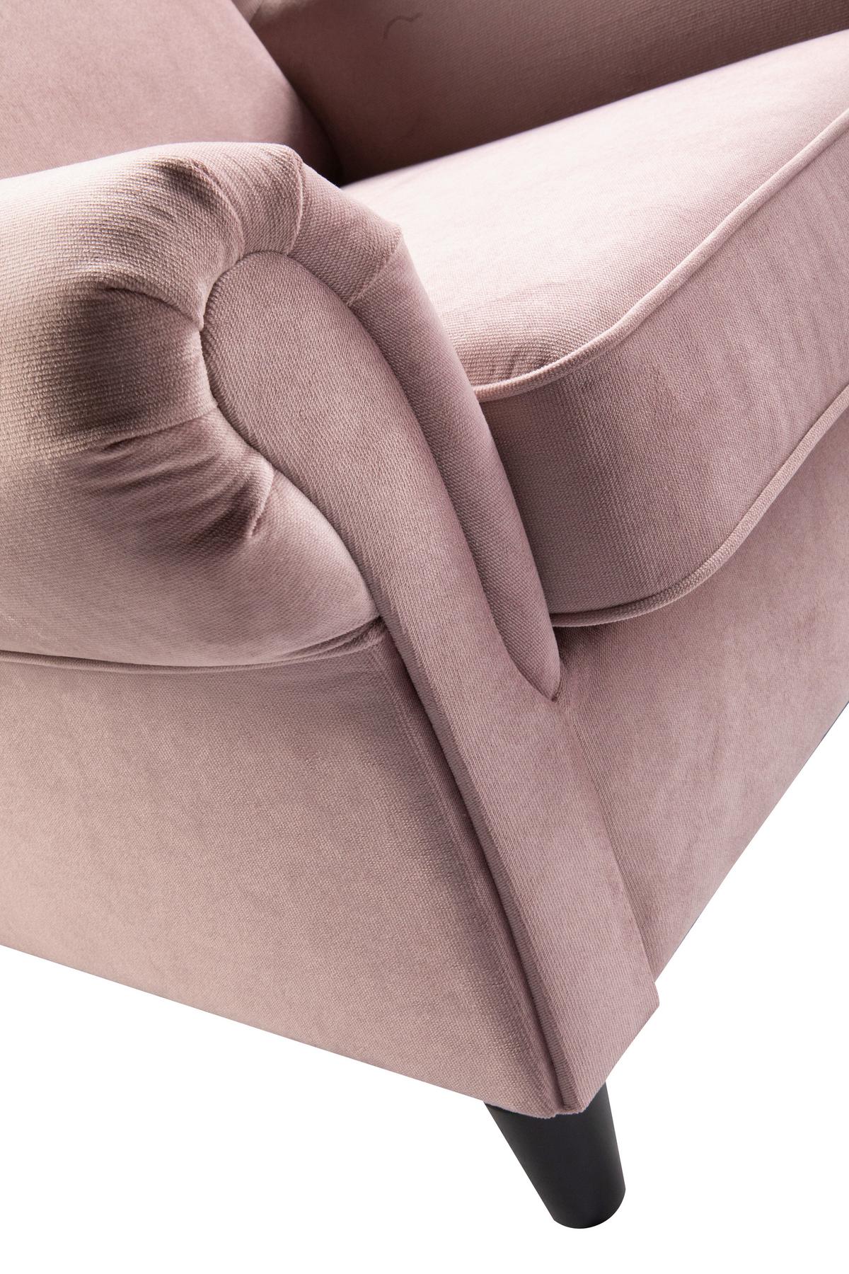 Ohrensessel Baron Rosa B: 94 cm - Schwarz/Rosa, Design, Textil (94/112/92cm) - MID.YOU