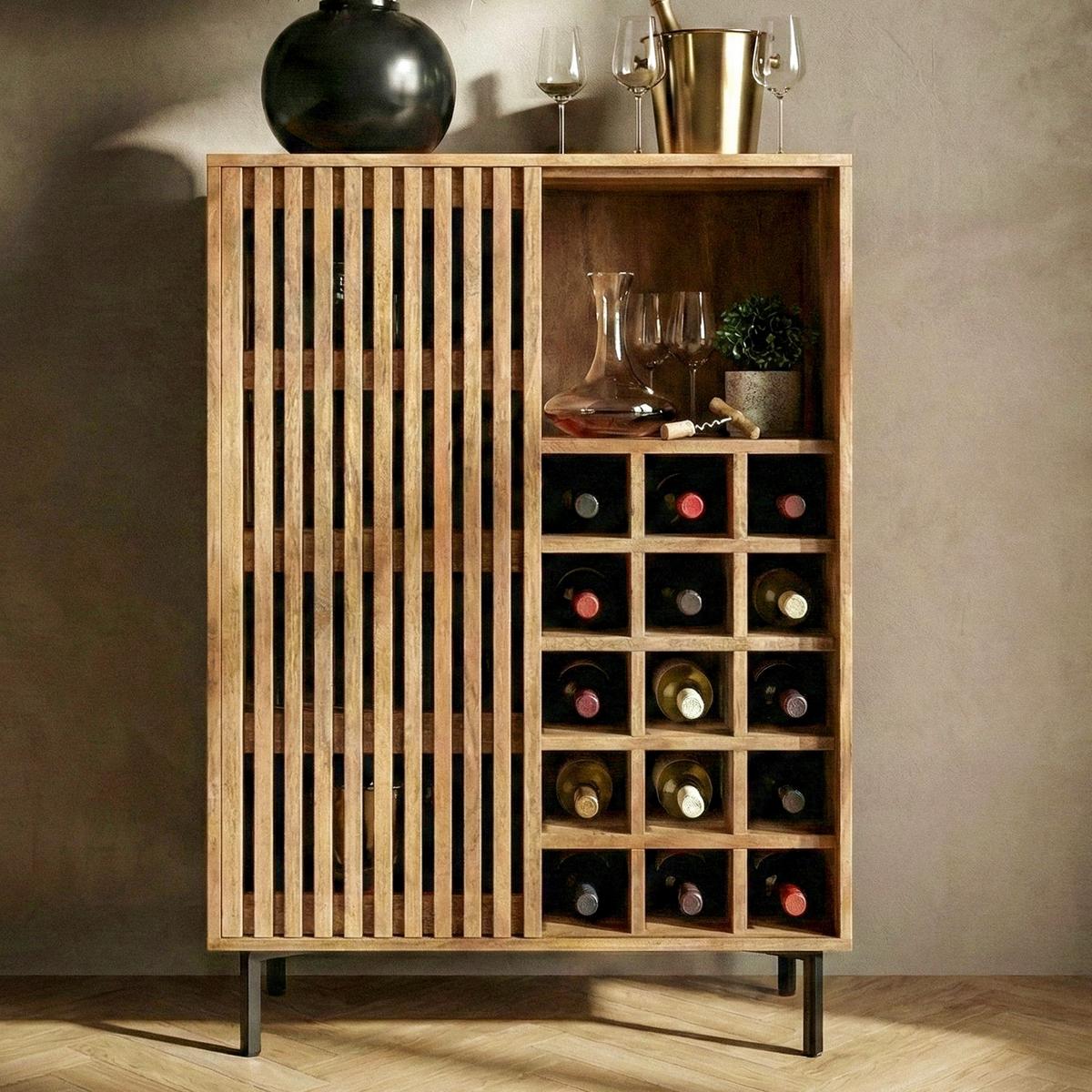 BARSCHRANK Braun B: 80cm - Schwarz/Braun, Design, Holz (80/123/43cm) - Livetastic