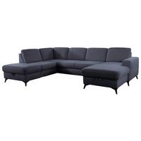 Sedačka U LOLLAND, levá, tmavě modrá, s funkcemi - černá/tmavě modrá, Moderní, kov/textil (212/303/162cm)
