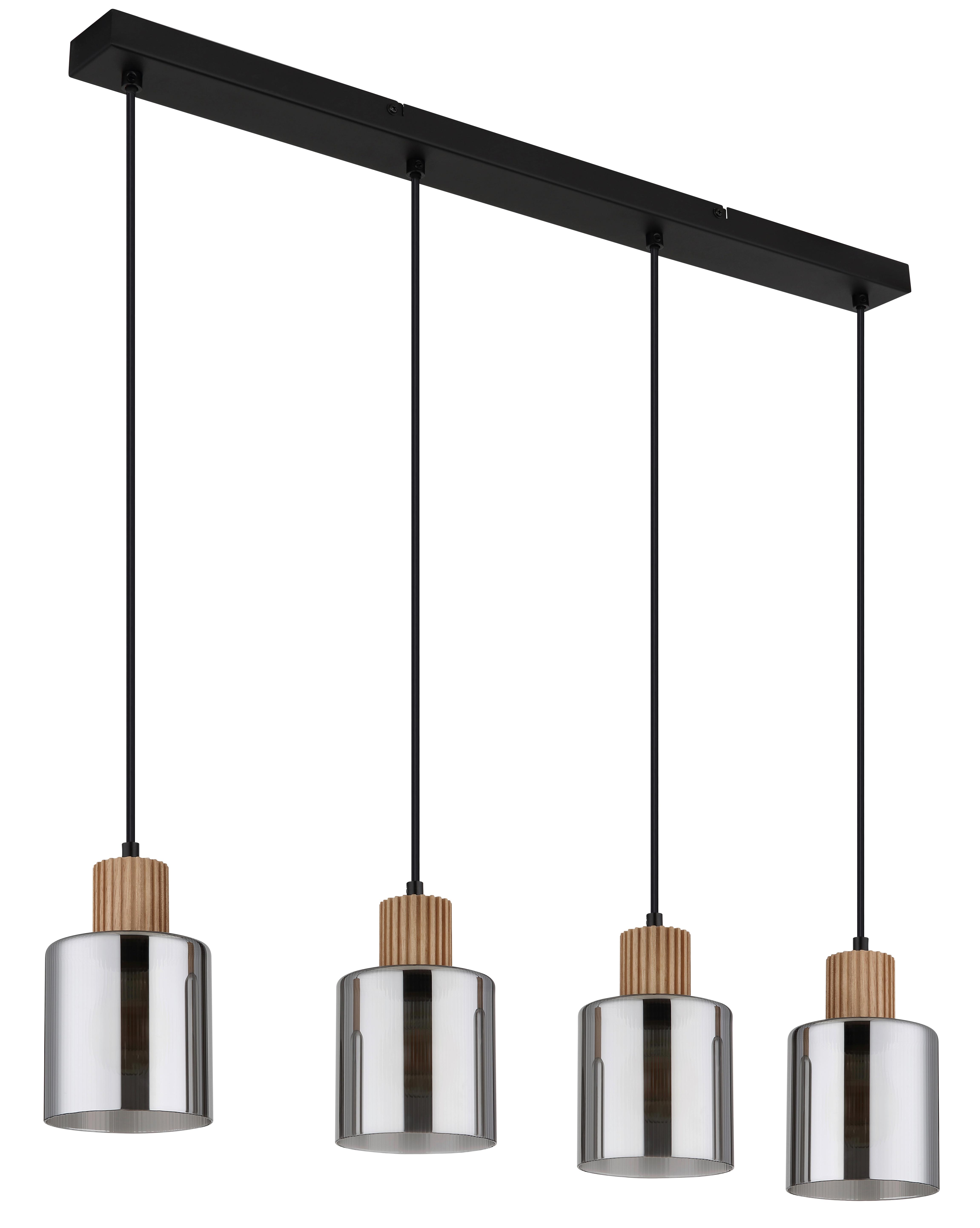 Hängeleuchte 15768-4 - Dunkelbraun/Schwarz, Natur, Glas/Holz (78/12/120cm) - Globo